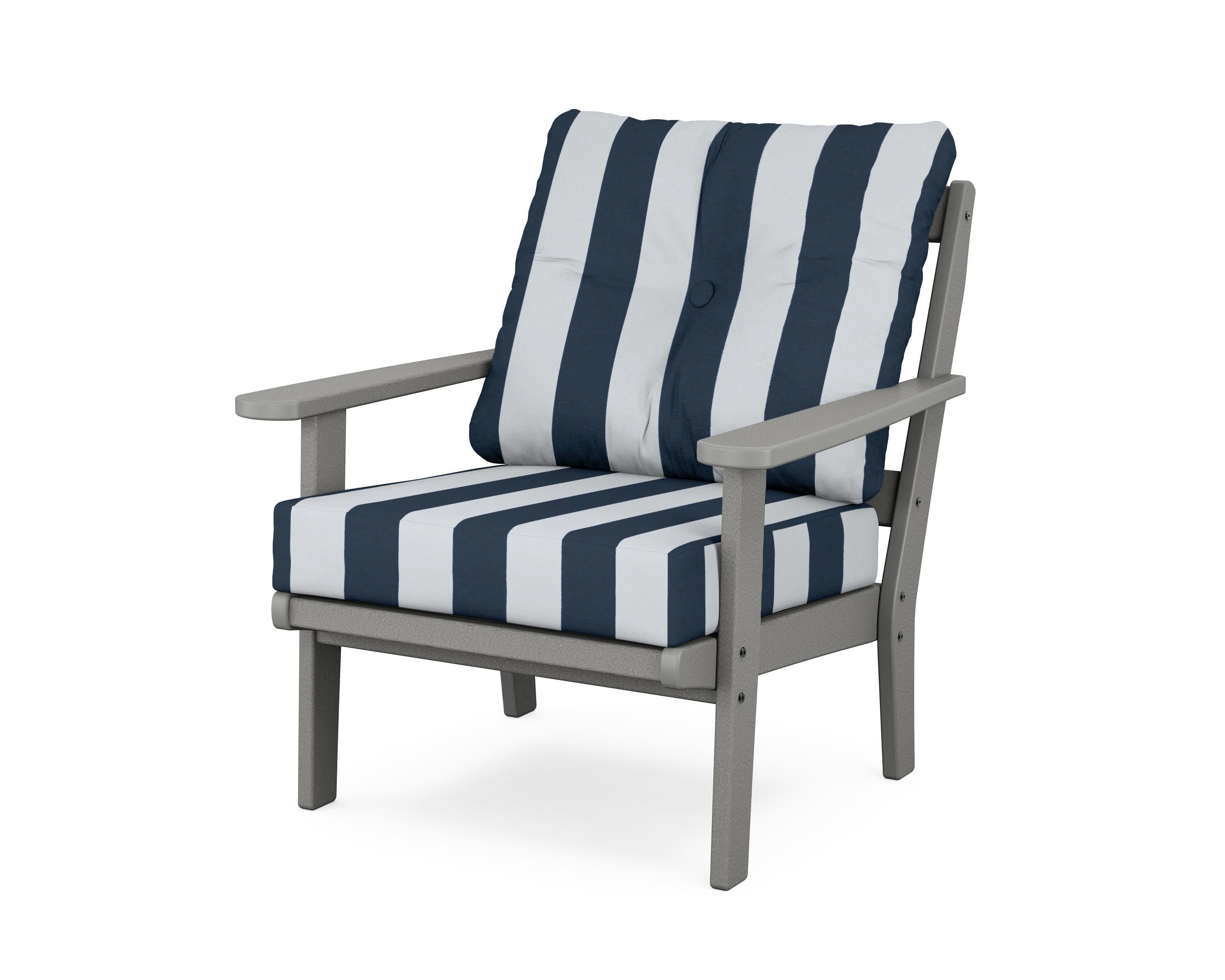Mission Deep Seating Chair in Slate Grey / Cabana Stripe Marine Indigo