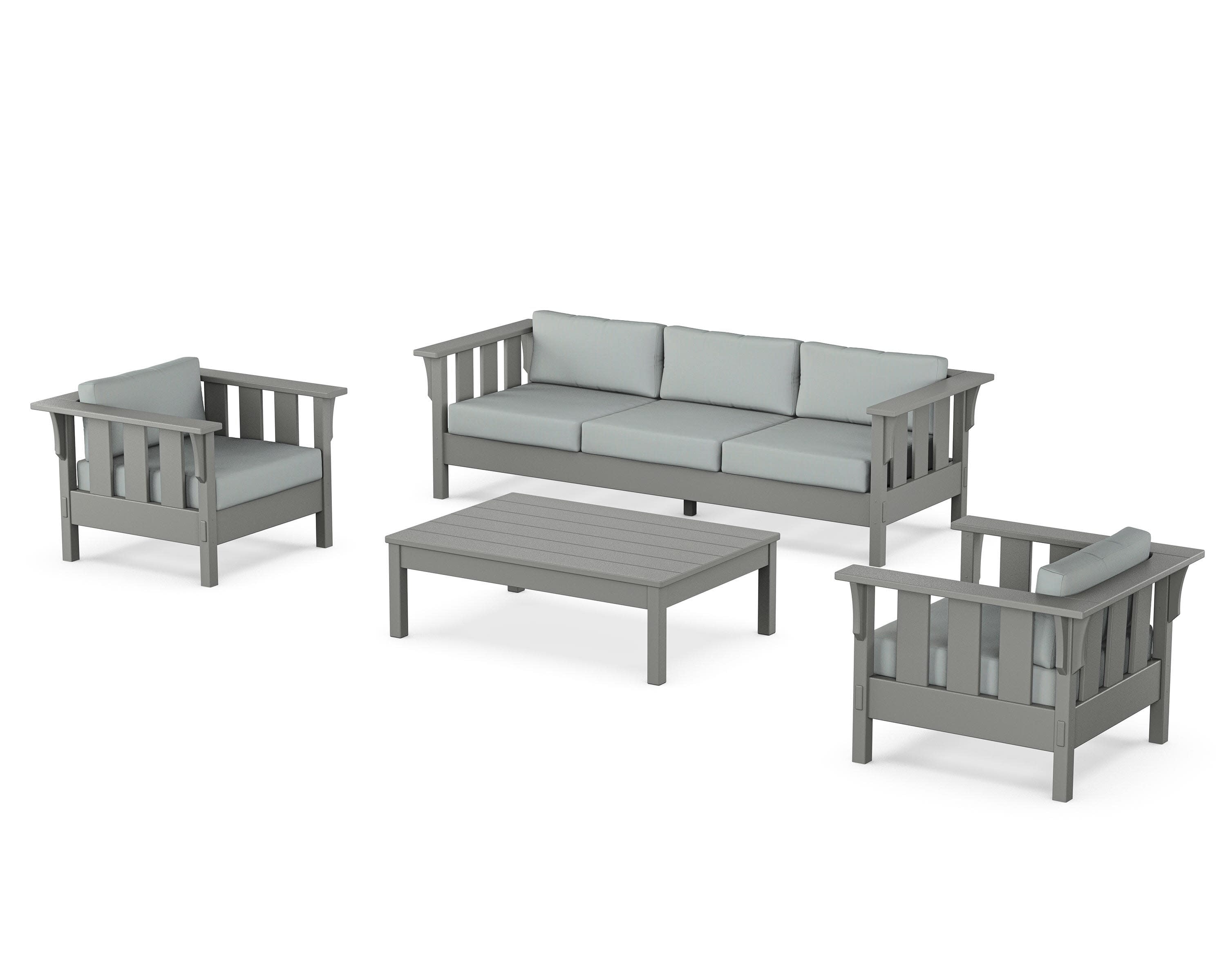Acadia 4-Piece Deep Seating Set with Sofa in Slate Grey / Spa