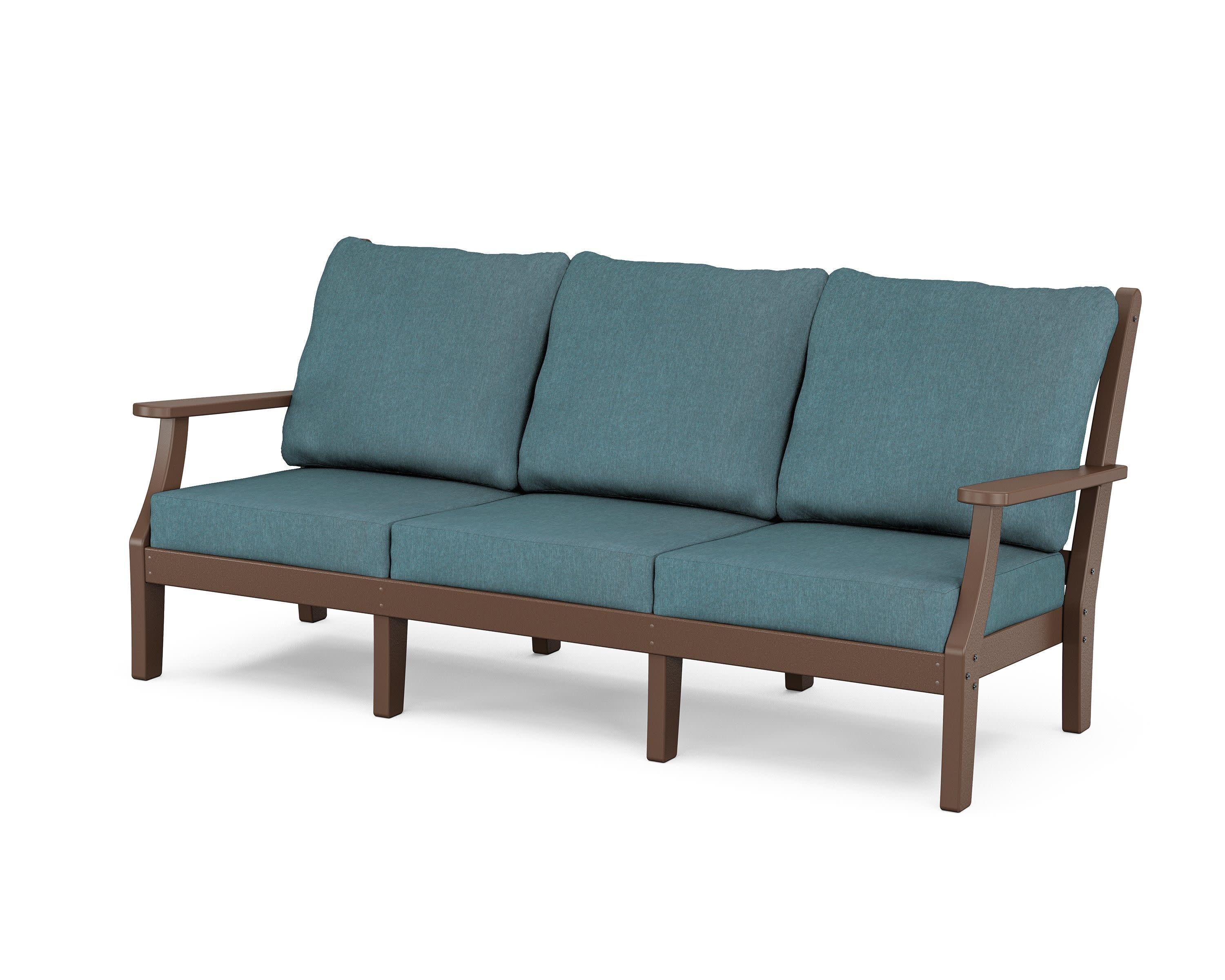 Wovendale Deep Seating Sofa in Mahogany / Ocean Teal