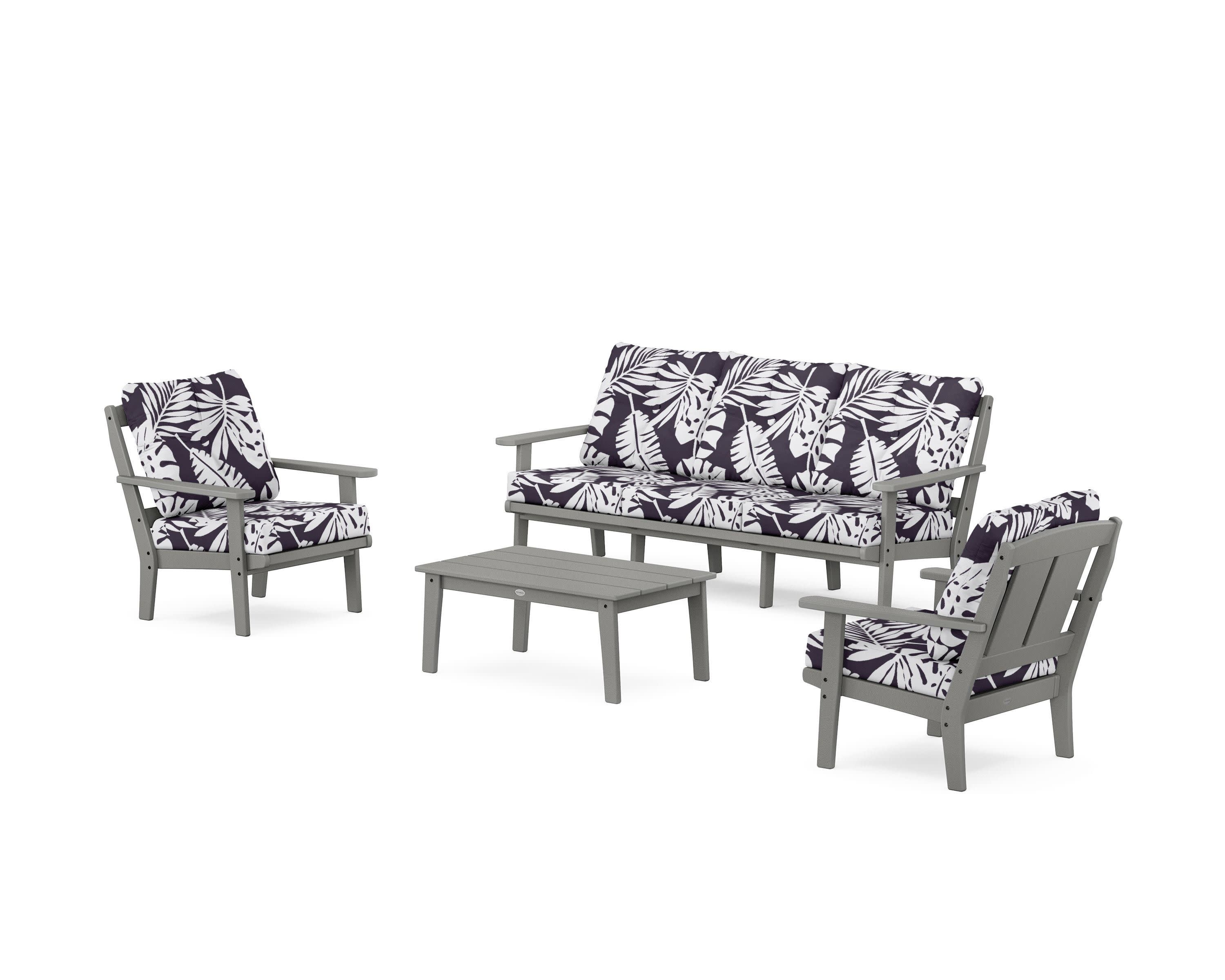 Mission 4-Piece Deep Seating Set with Sofa in Slate Grey / Leaf Navy