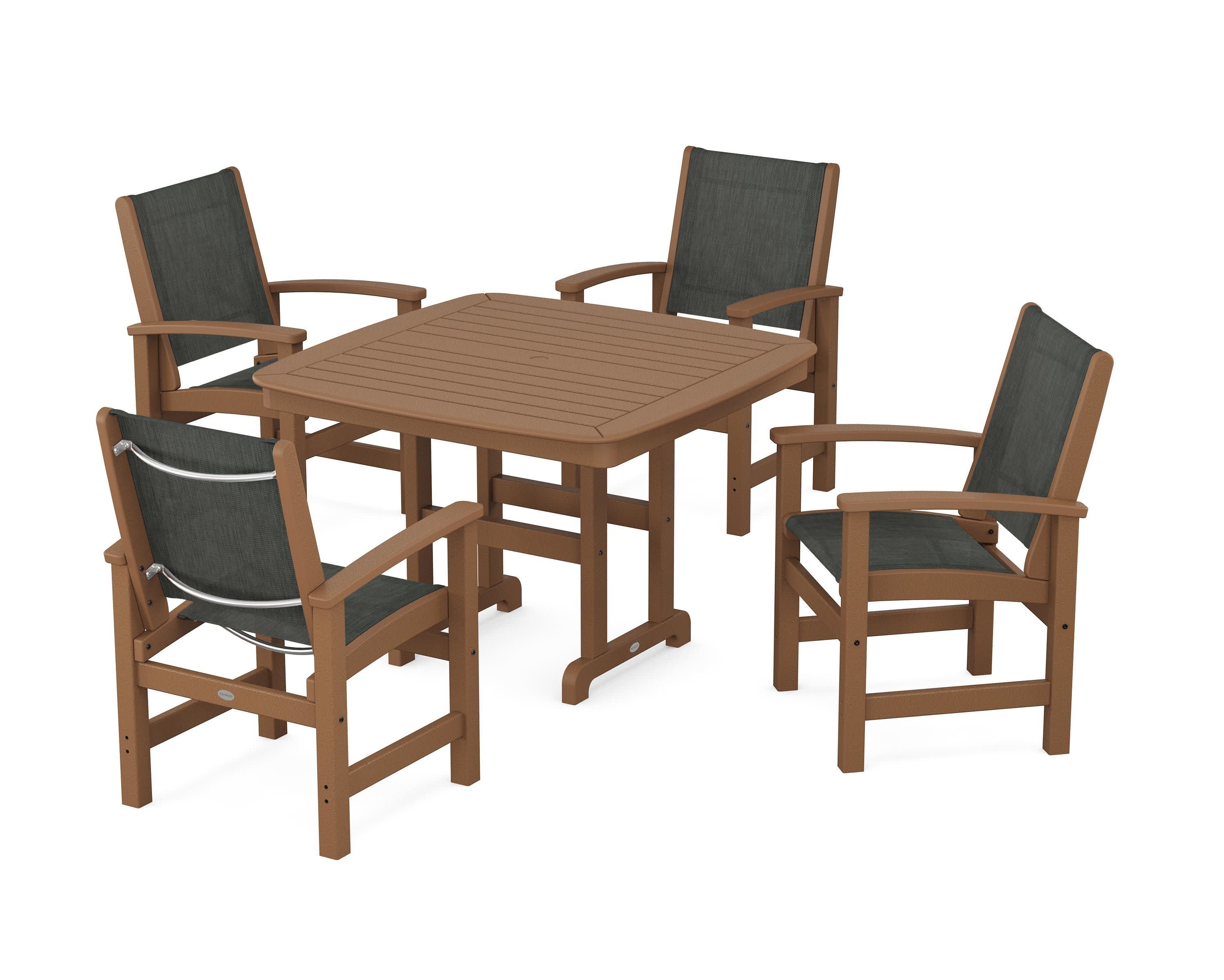 Coastal 5-Piece Dining Set in Teak / Ember Sling