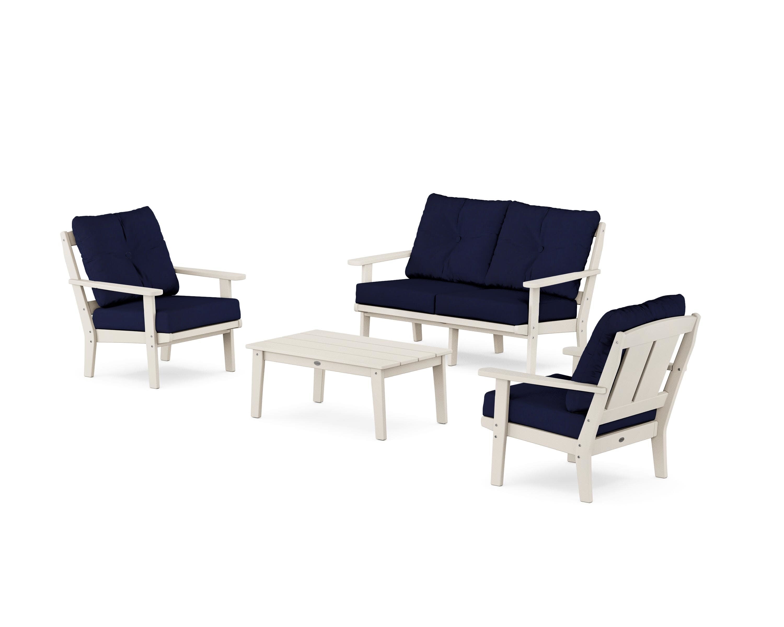 Mission 4-Piece Deep Seating Set with Loveseat in Sand / Navy