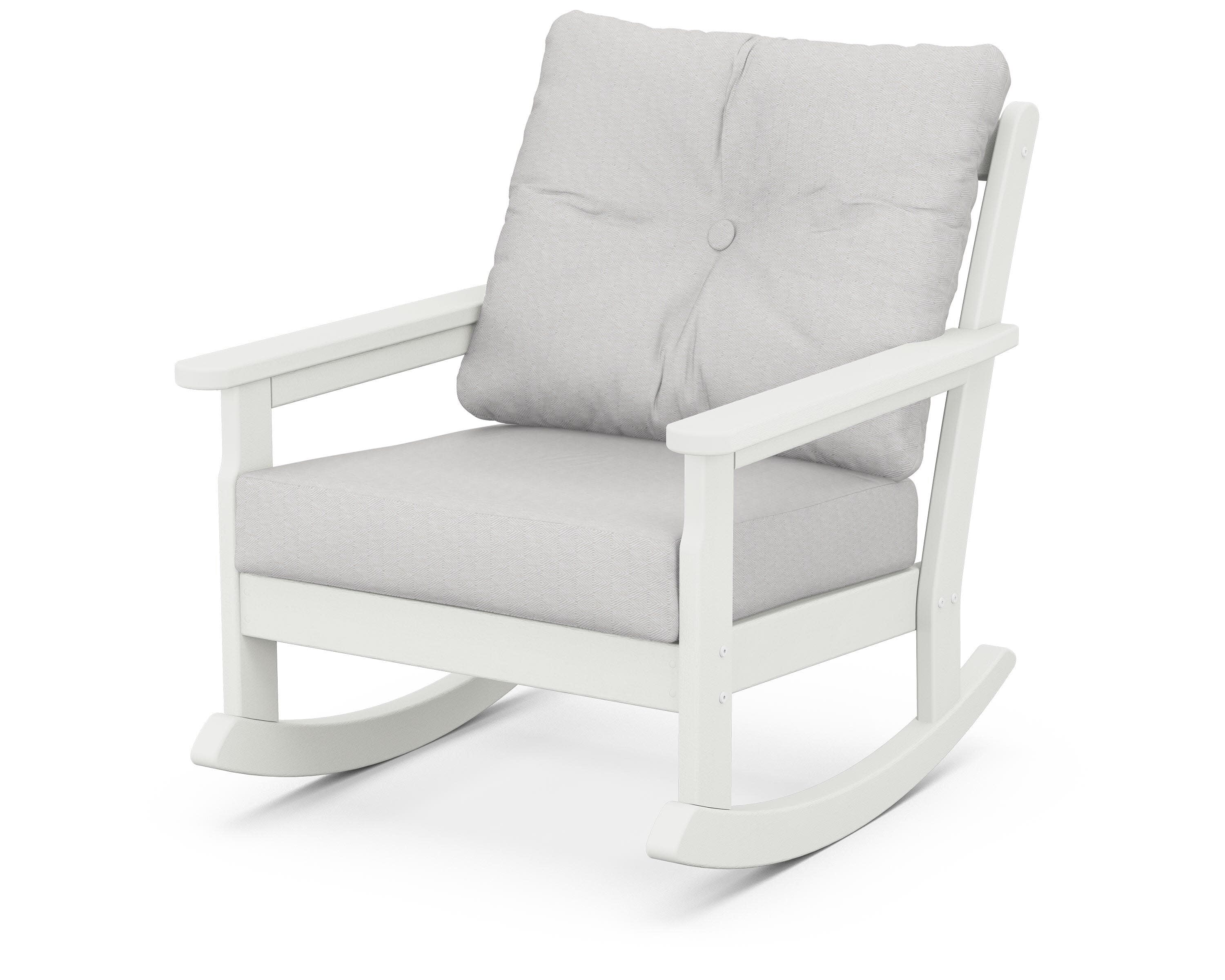 Vineyard Deep Seating Rocking Chair in Vintage White / Diamond in the Rough