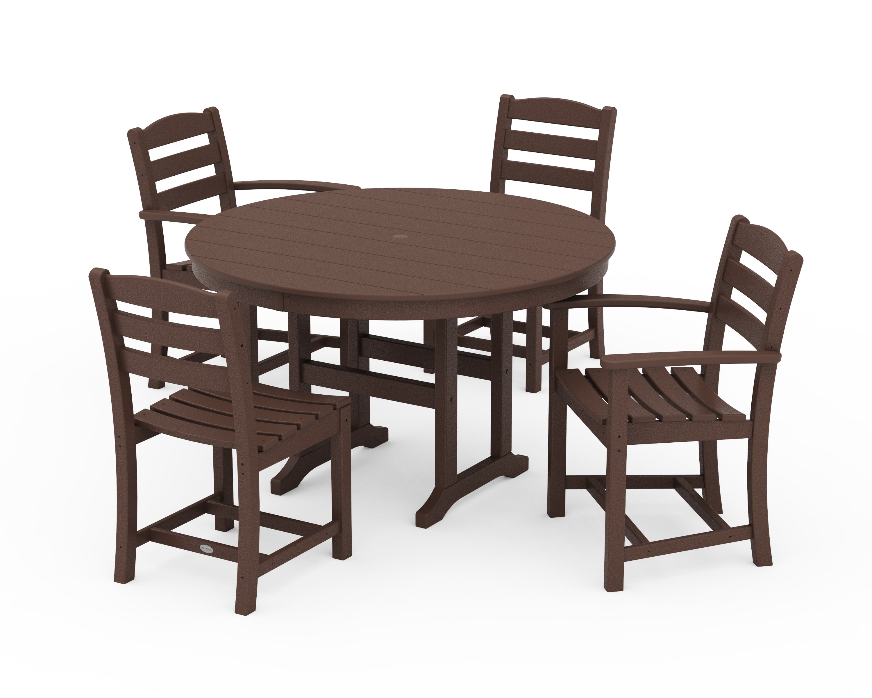 La Casa Caf 5-Piece Round Farmhouse Dining Set in Mahogany