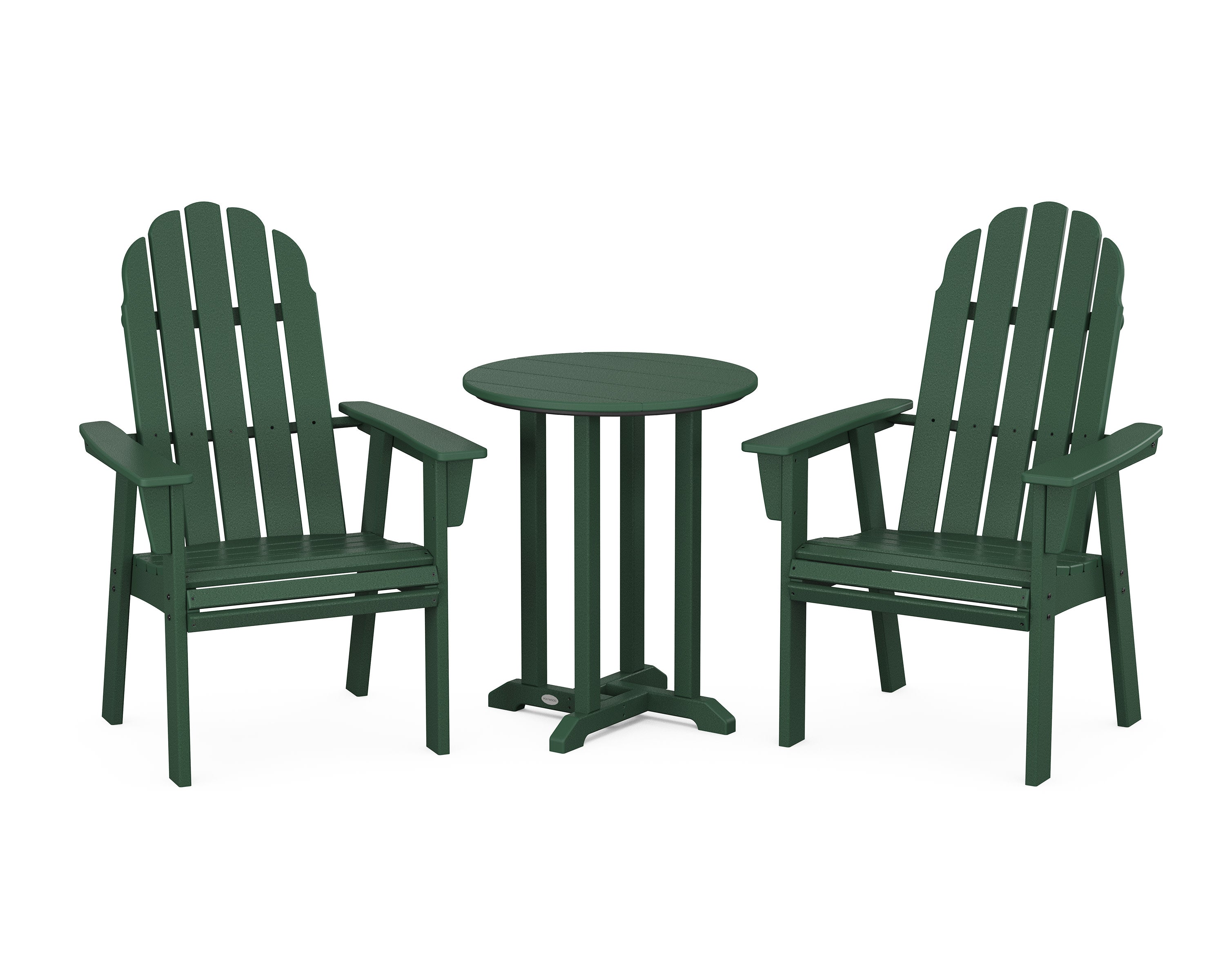 Vineyard Adirondack 3-Piece Round Bistro Dining Set in Green