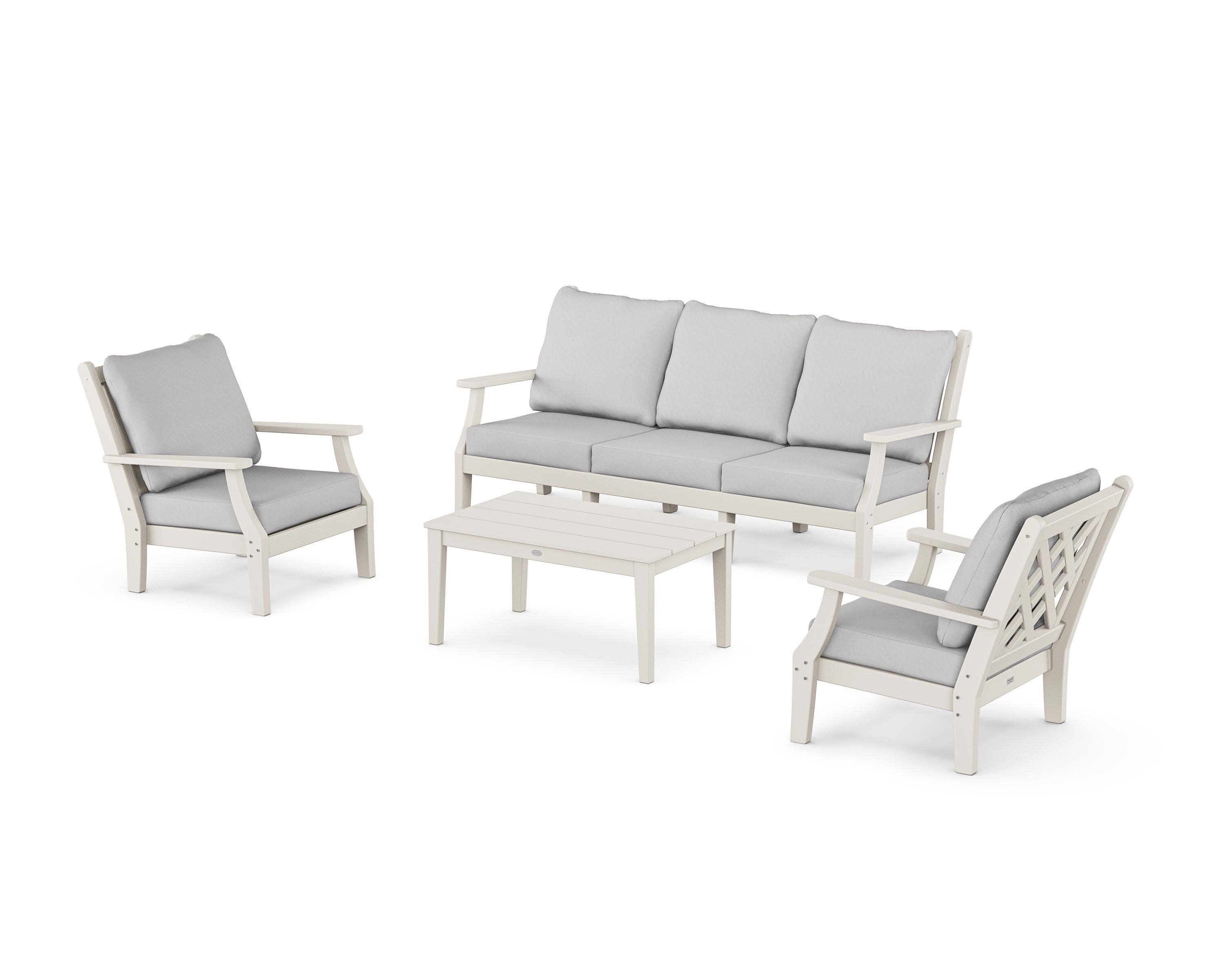 Wovendale 4-Piece Deep Seating Set with Sofa in Sand / Diamond in the Rough
