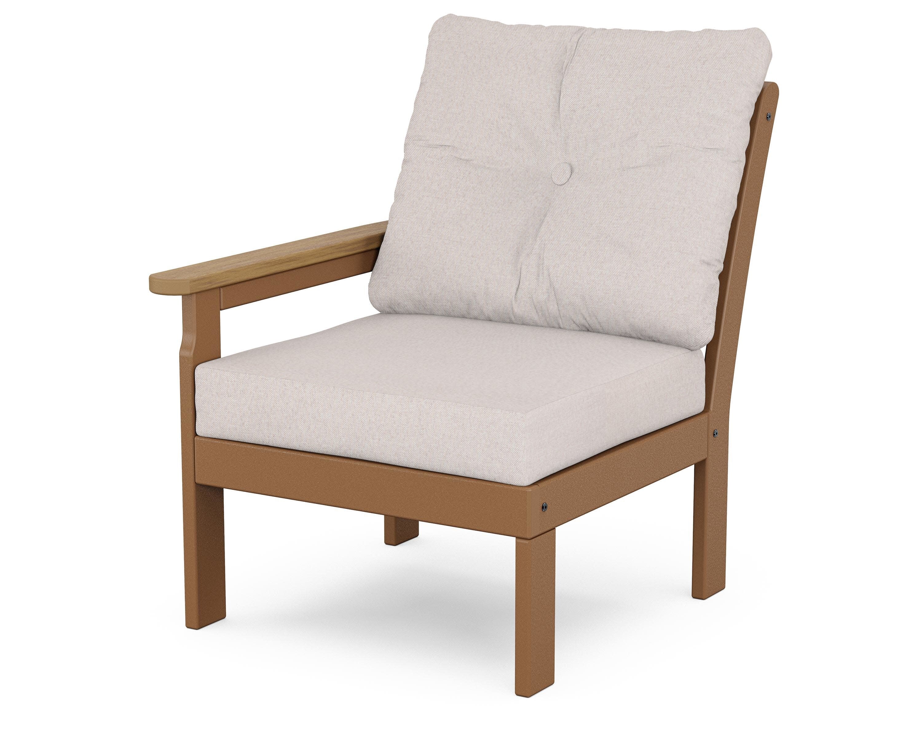 Vineyard Modular Left Arm Chair in Teak / Natural / Dune Burlap