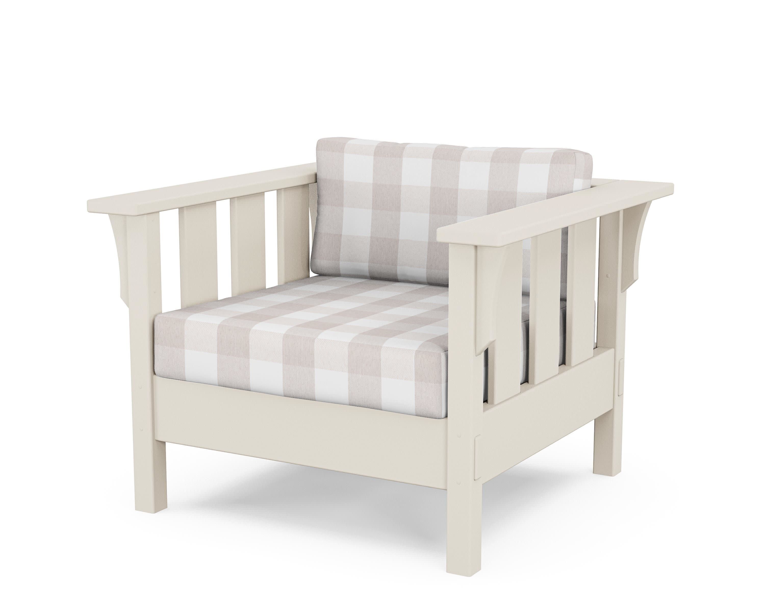 Acadia Deep Seating Chair in Sand / Buffalo Plaid Dune Burlap