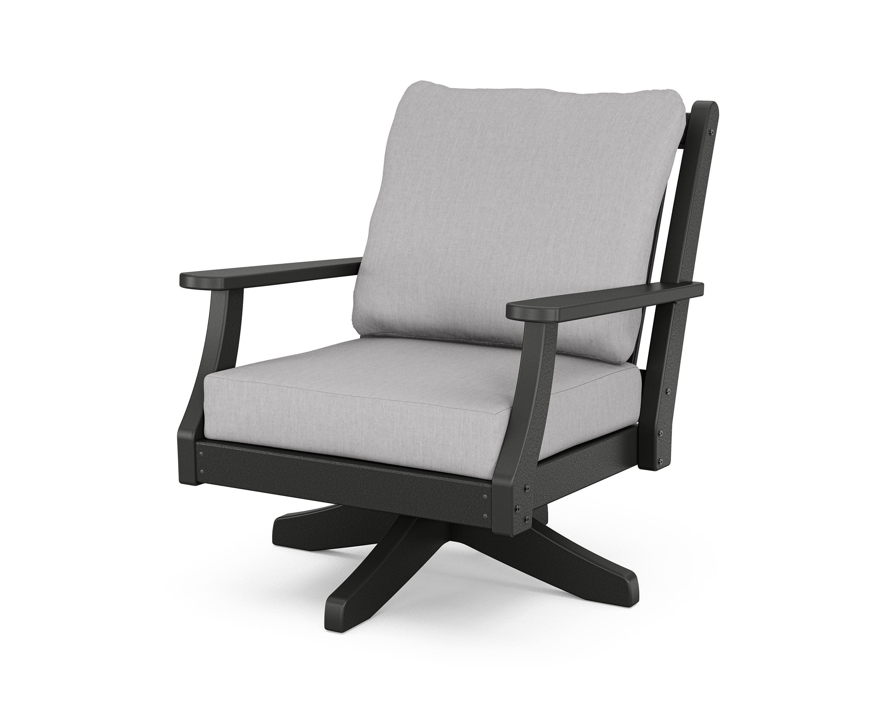 Wovendale Deep Seating Swivel Chair in Black / Granite