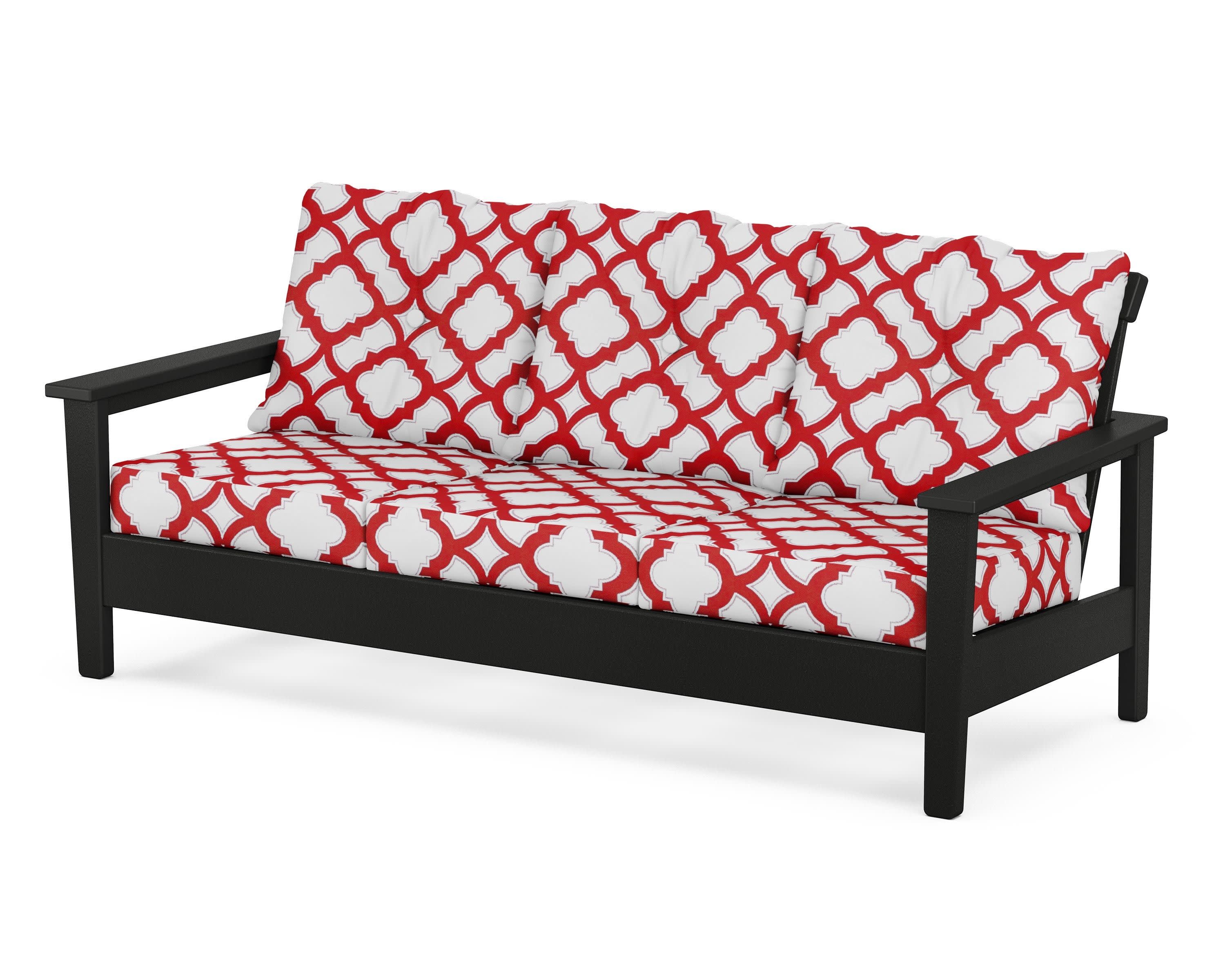 Prescott Deep Seating Sofa in Black / Trellis Crimson