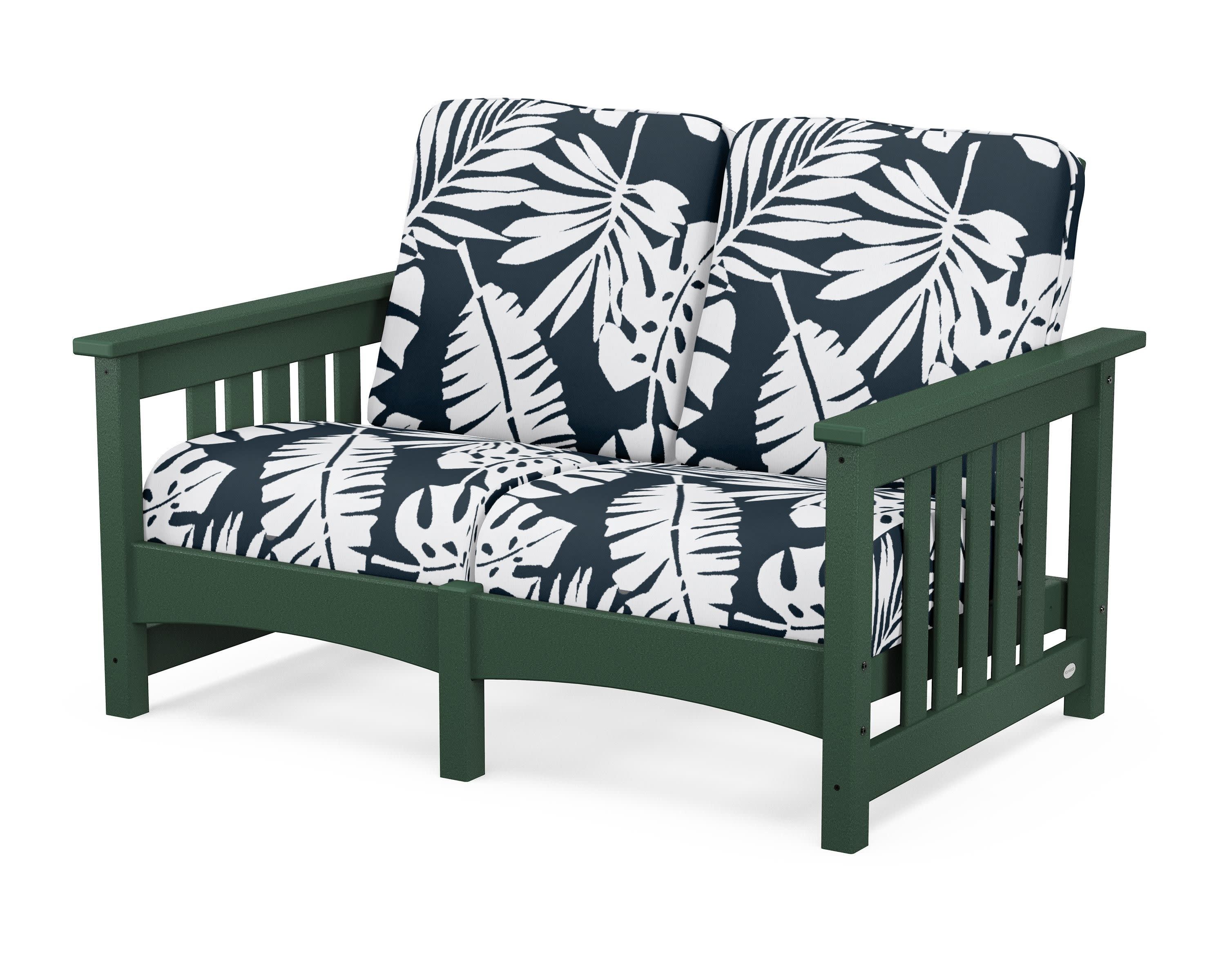 Club Mission Loveseat in Green / Leaf Marine Indigo