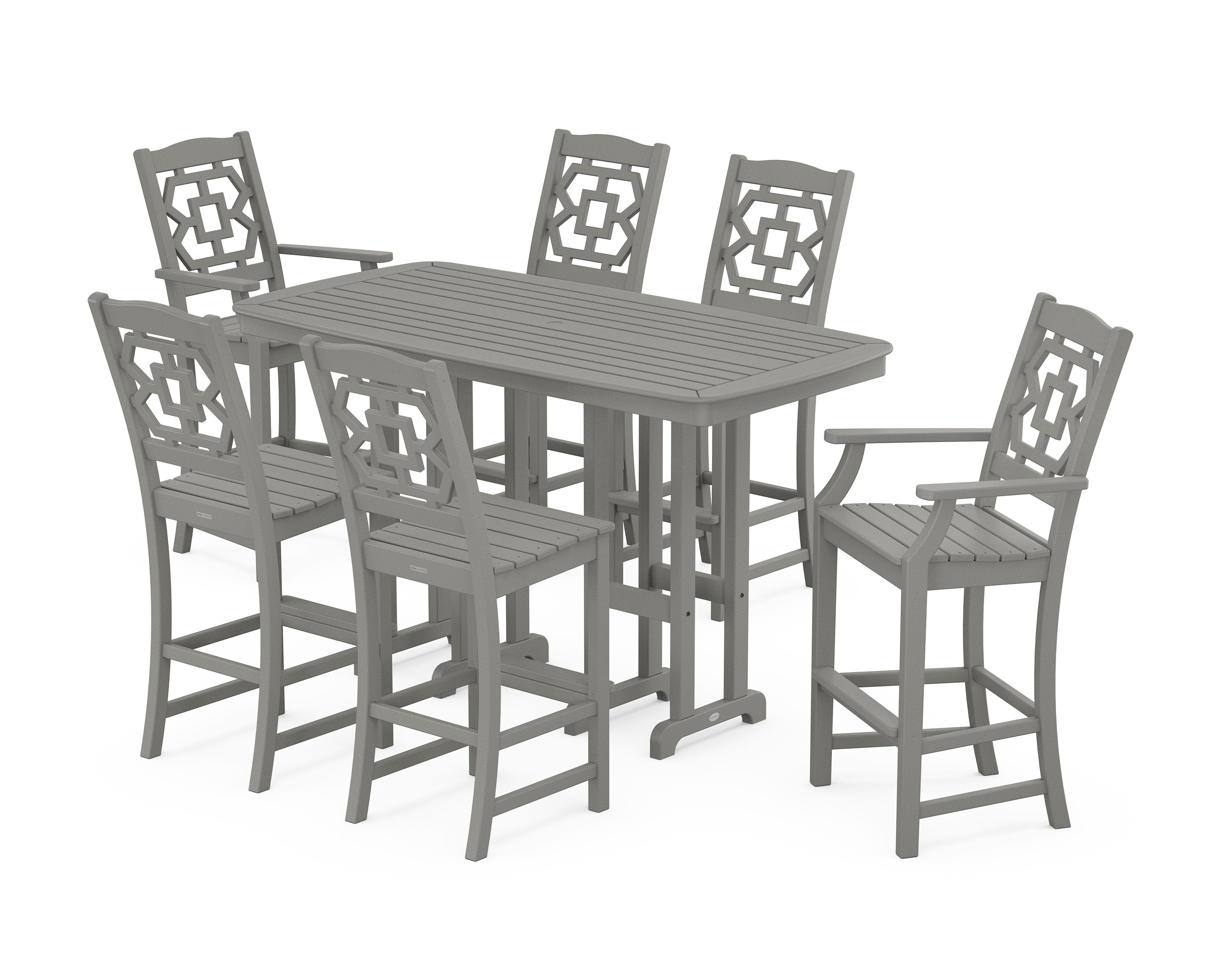 Chinoiserie 7-Piece Bar Set in Slate Grey