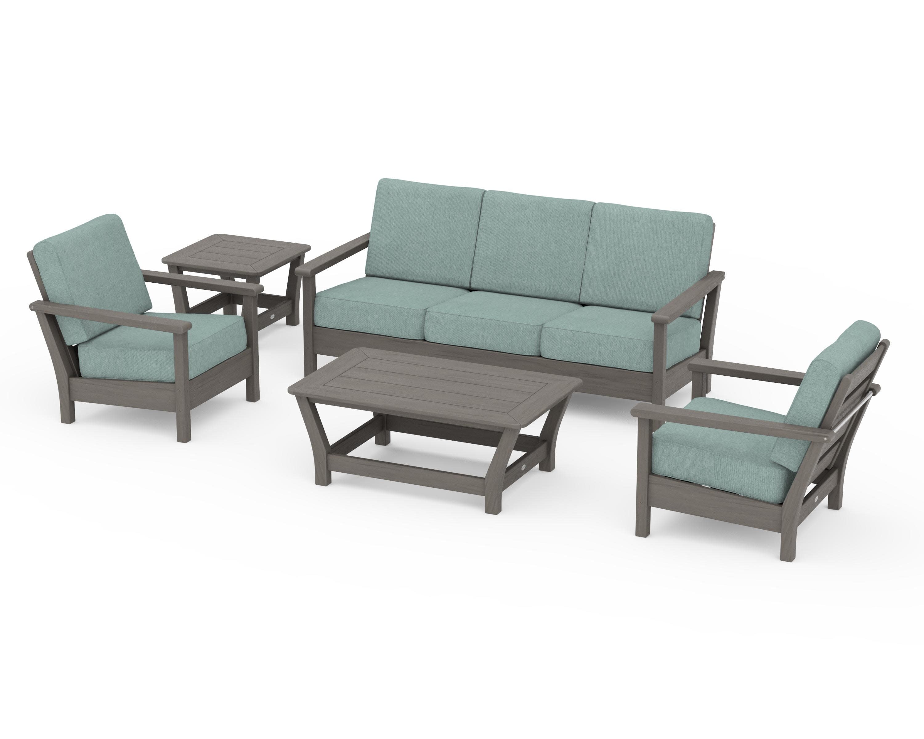 Harbour 5-Piece Deep Seating Set in Driftwood / Glacier Spa