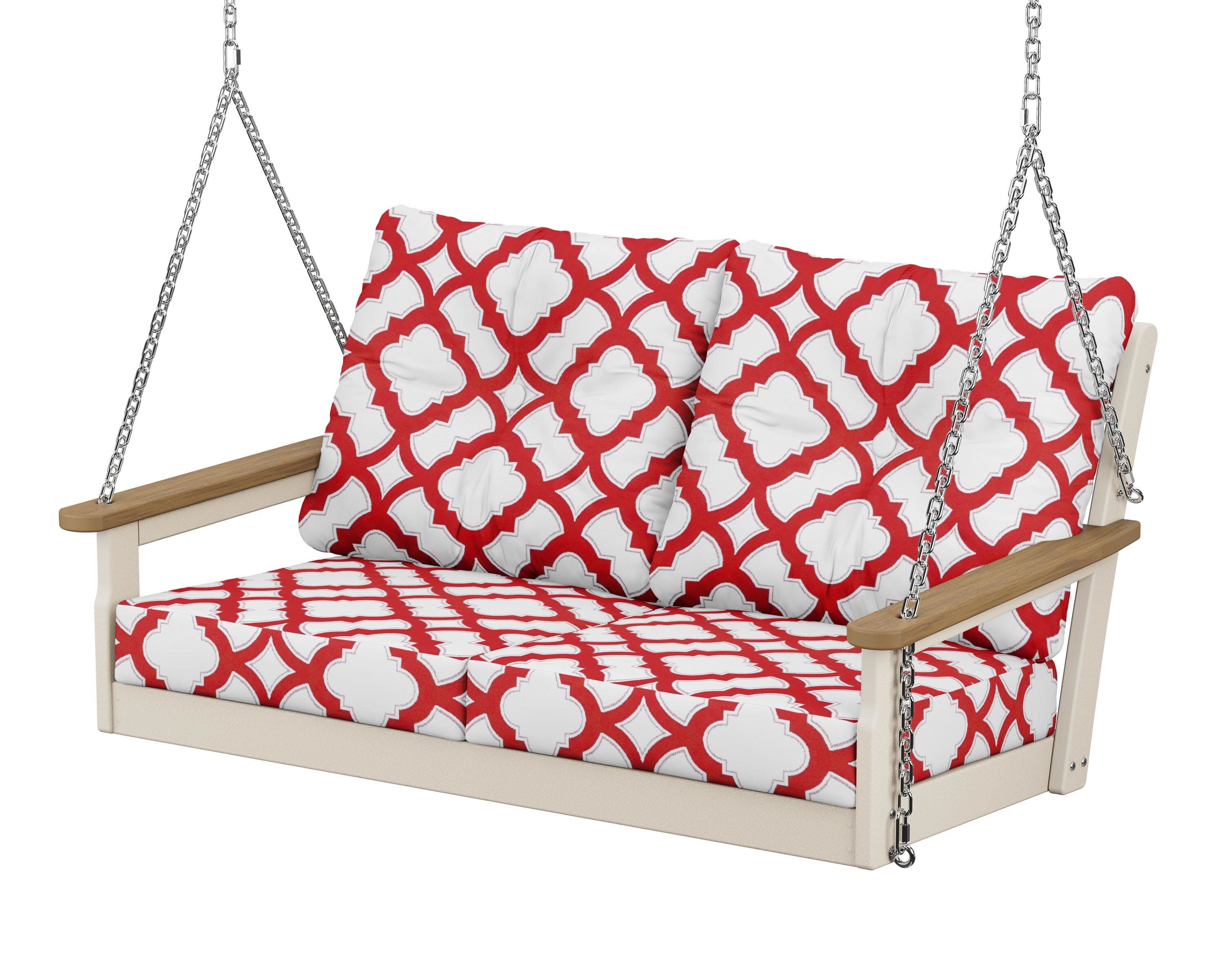 Vineyard Deep Seating Swing in Sand / Natural / Trellis Crimson