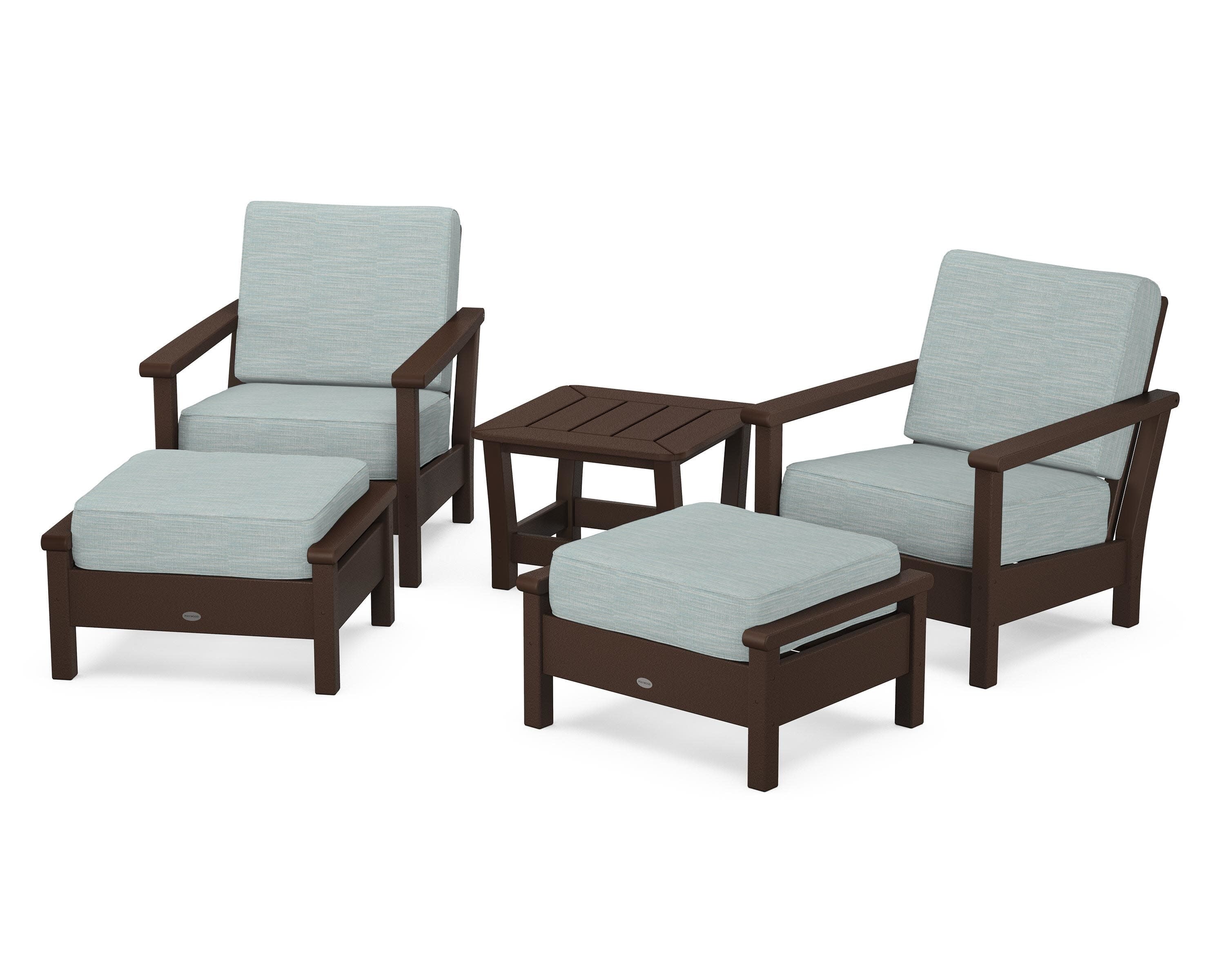 Harbour 5-Piece Deep Seating Chair Set in Mahogany / Soothe Mist