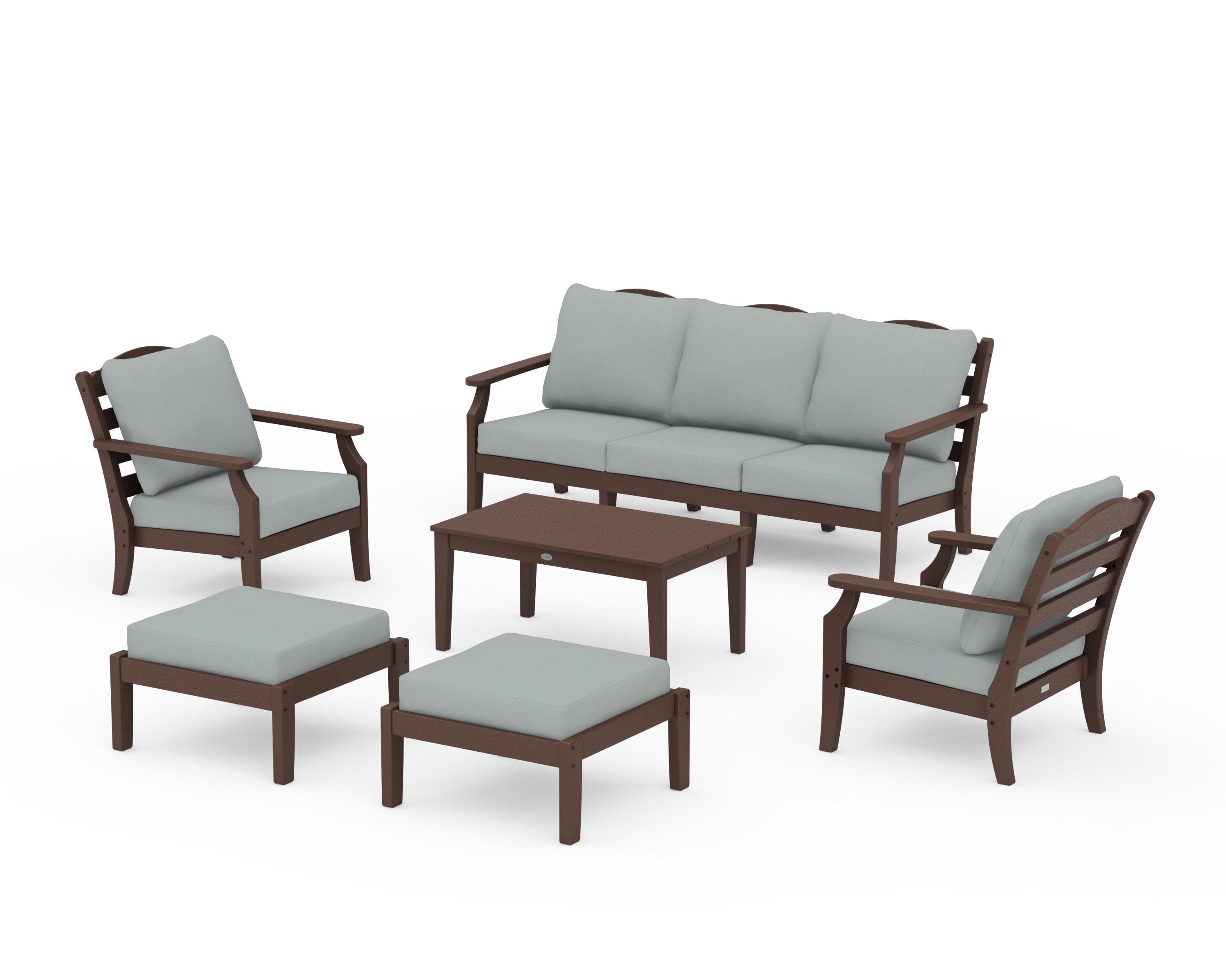 Savannah 6-Piece Lounge Sofa Set in Mahogany / Spa