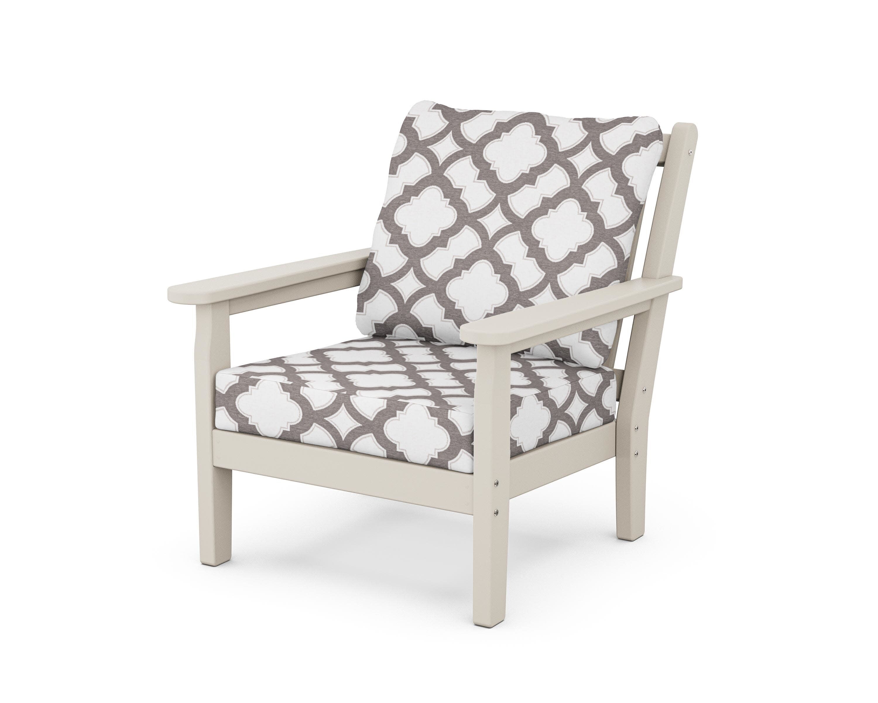 Chippendale Deep Seating Chair in Sand / Trellis Grey Mist