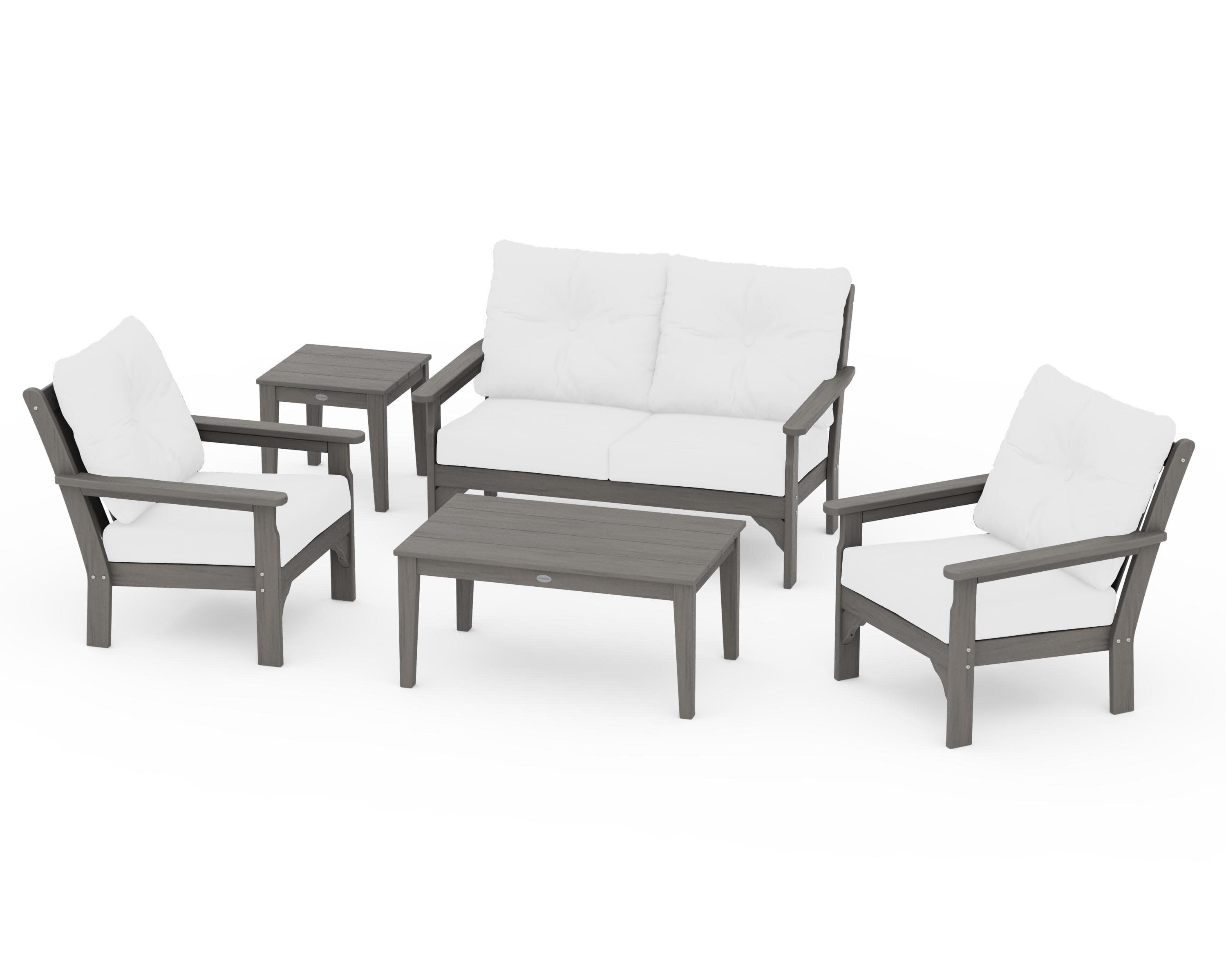 Vineyard 5-Piece Deep Seating Set in Driftwood / Natural