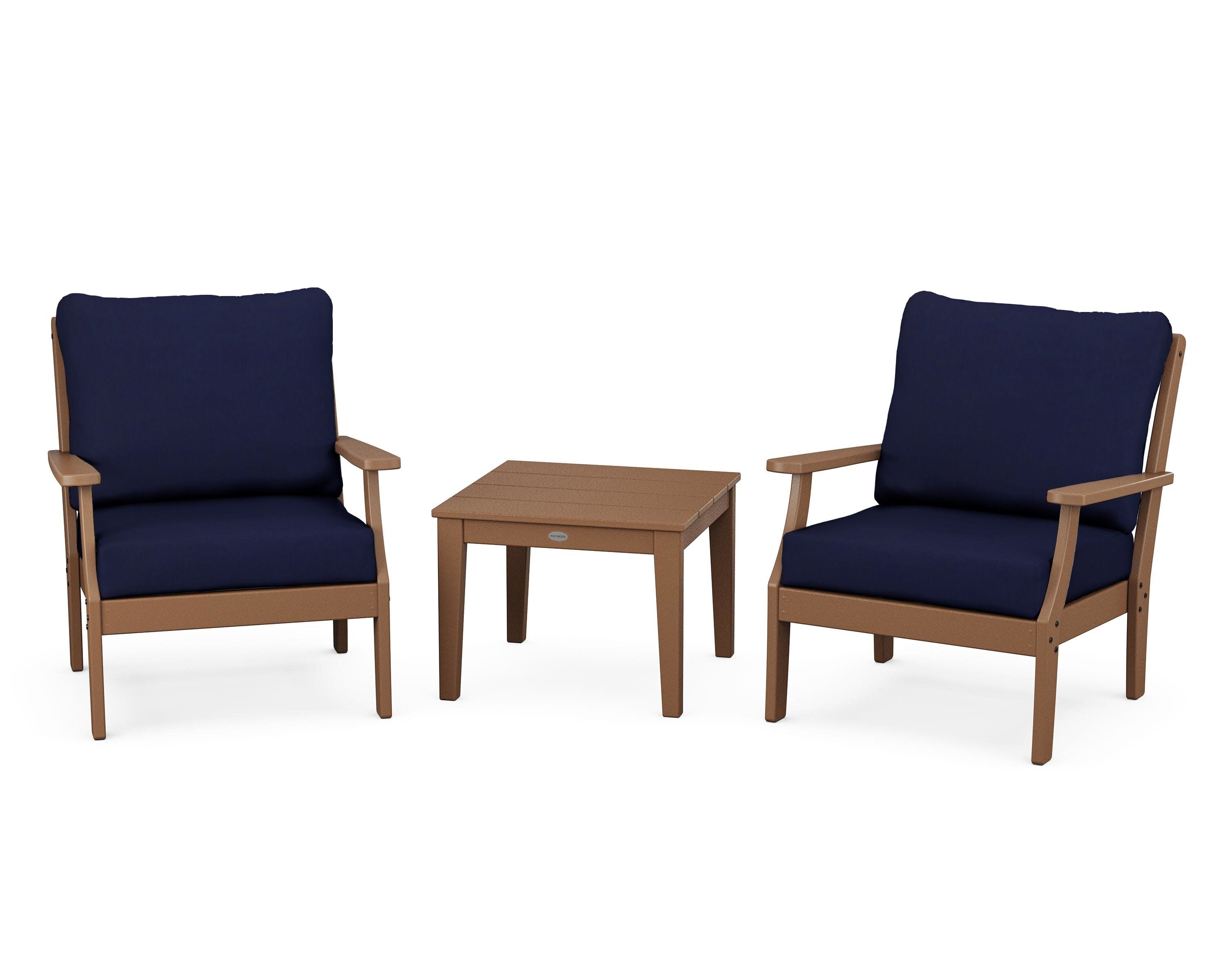 Braxton 3-Piece Deep Seating Set in Teak / Navy