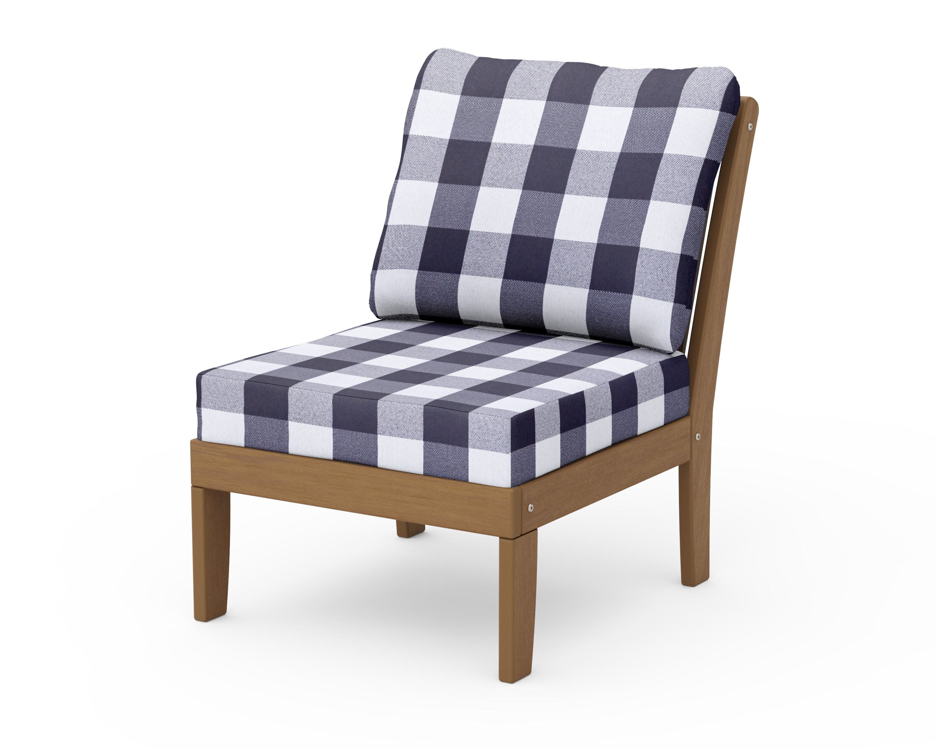 Braxton Modular Armless Chair in Natural / Buffalo Plaid Navy