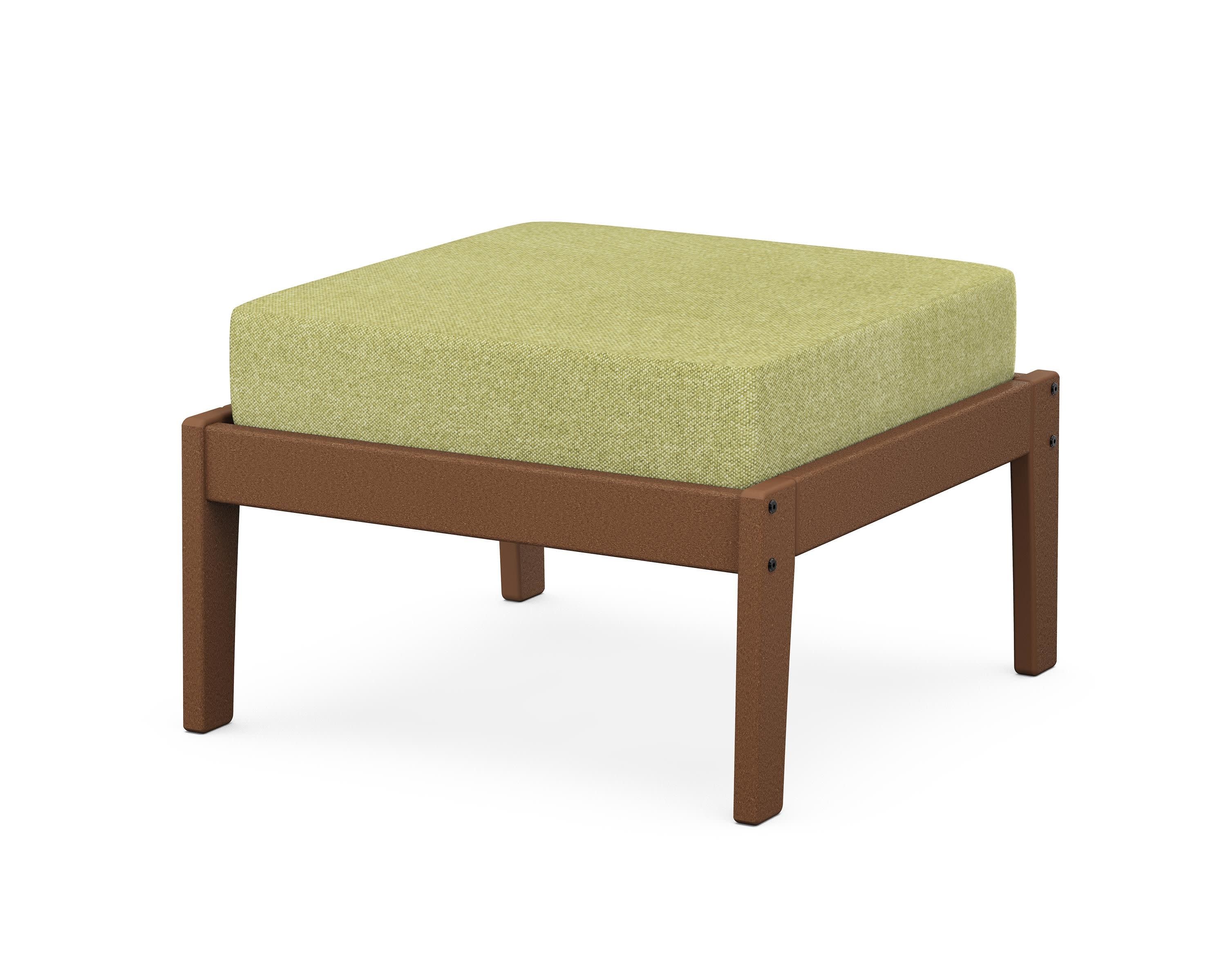 Deep Seating Ottoman in Teak / Chartreuse Boucle