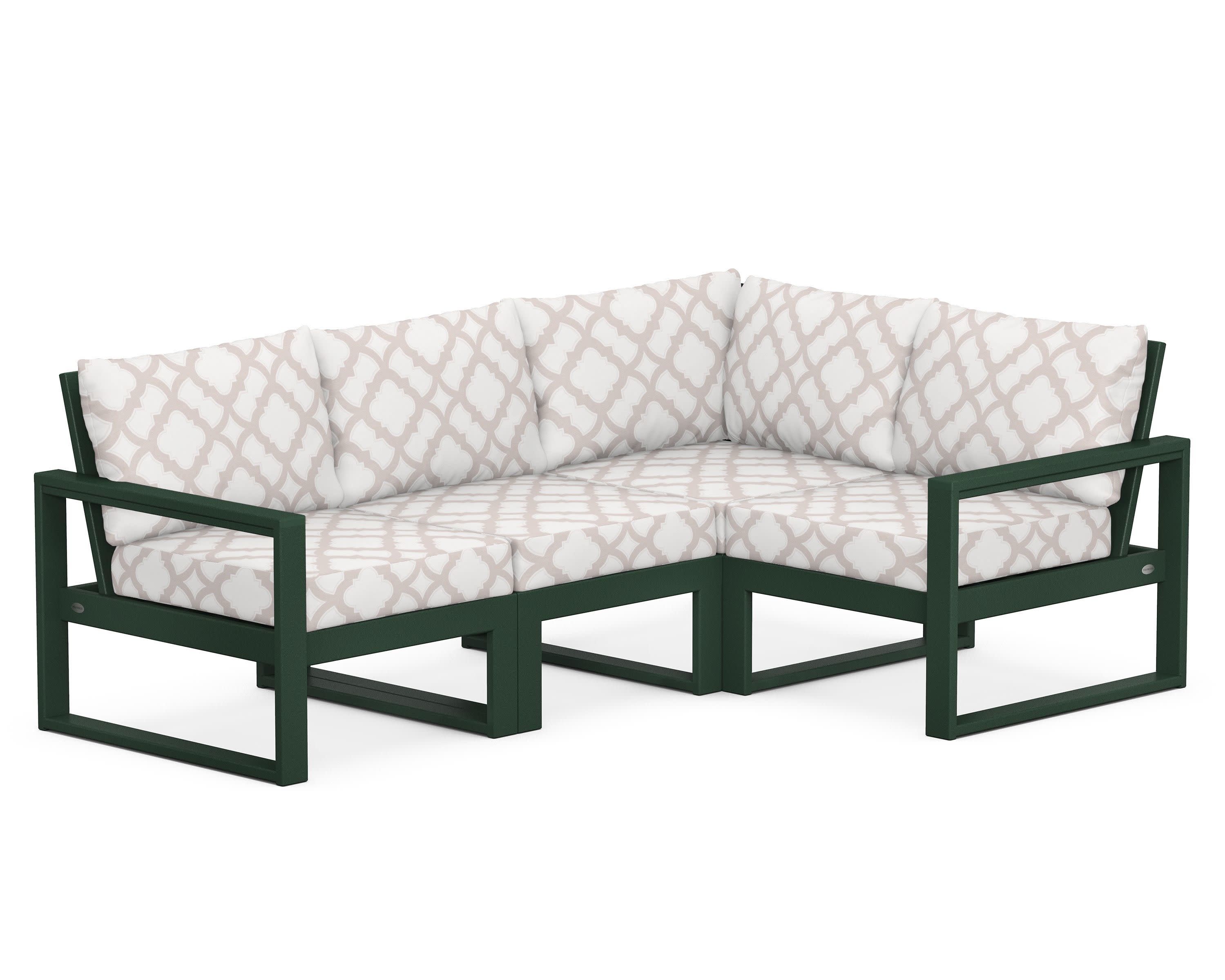 EDGE 4-Piece Modular Deep Seating Set in Green / Trellis Dune Burlap