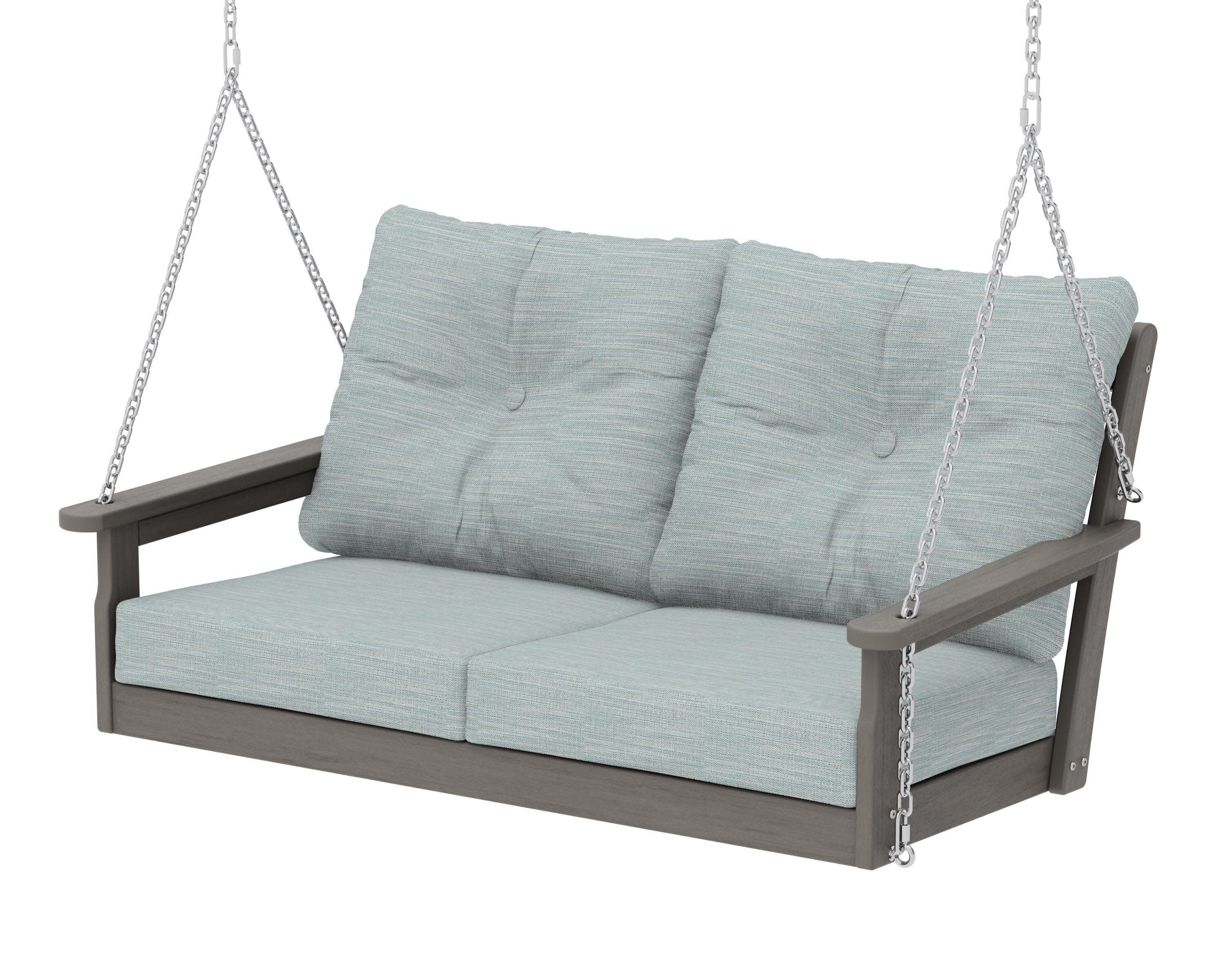 Vineyard Deep Seating Swing in Driftwood / Soothe Mist