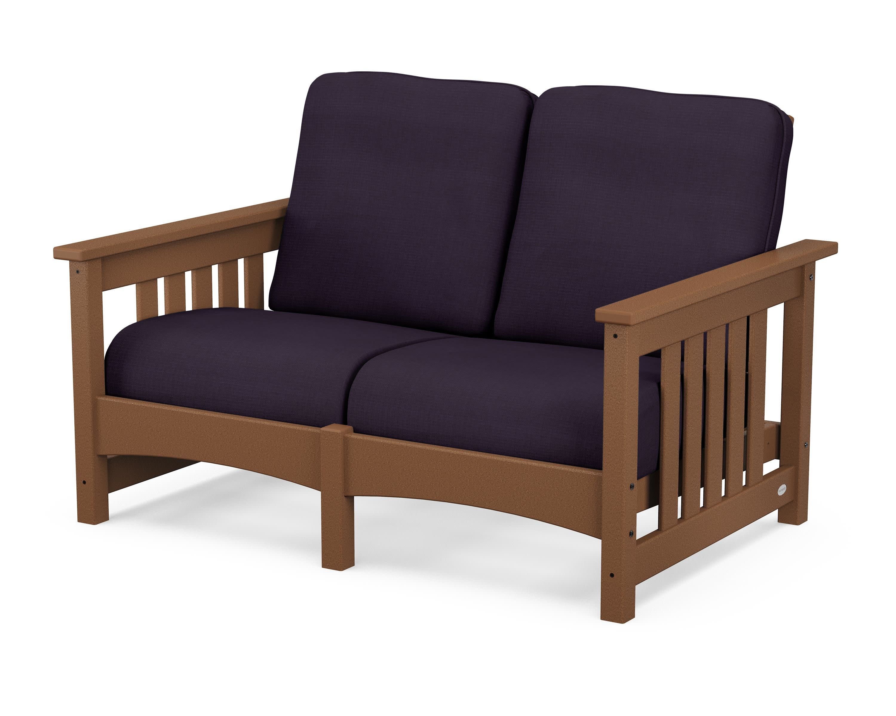 Club Mission Loveseat in Teak / Navy Linen
