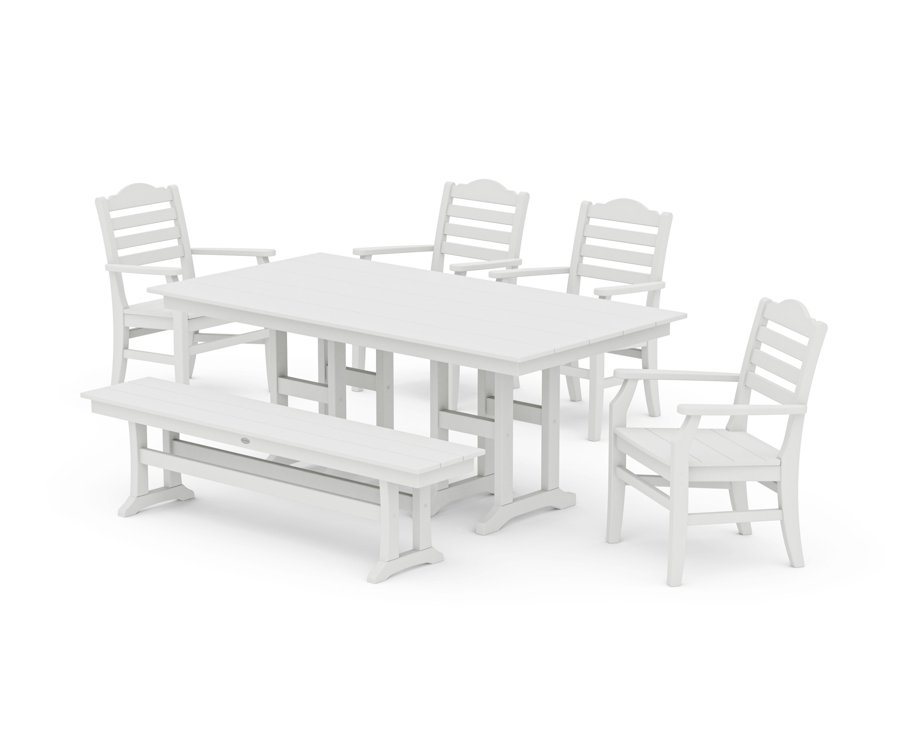 Savannah 6-Piece Farmhouse Dining Set with Bench in Vintage White