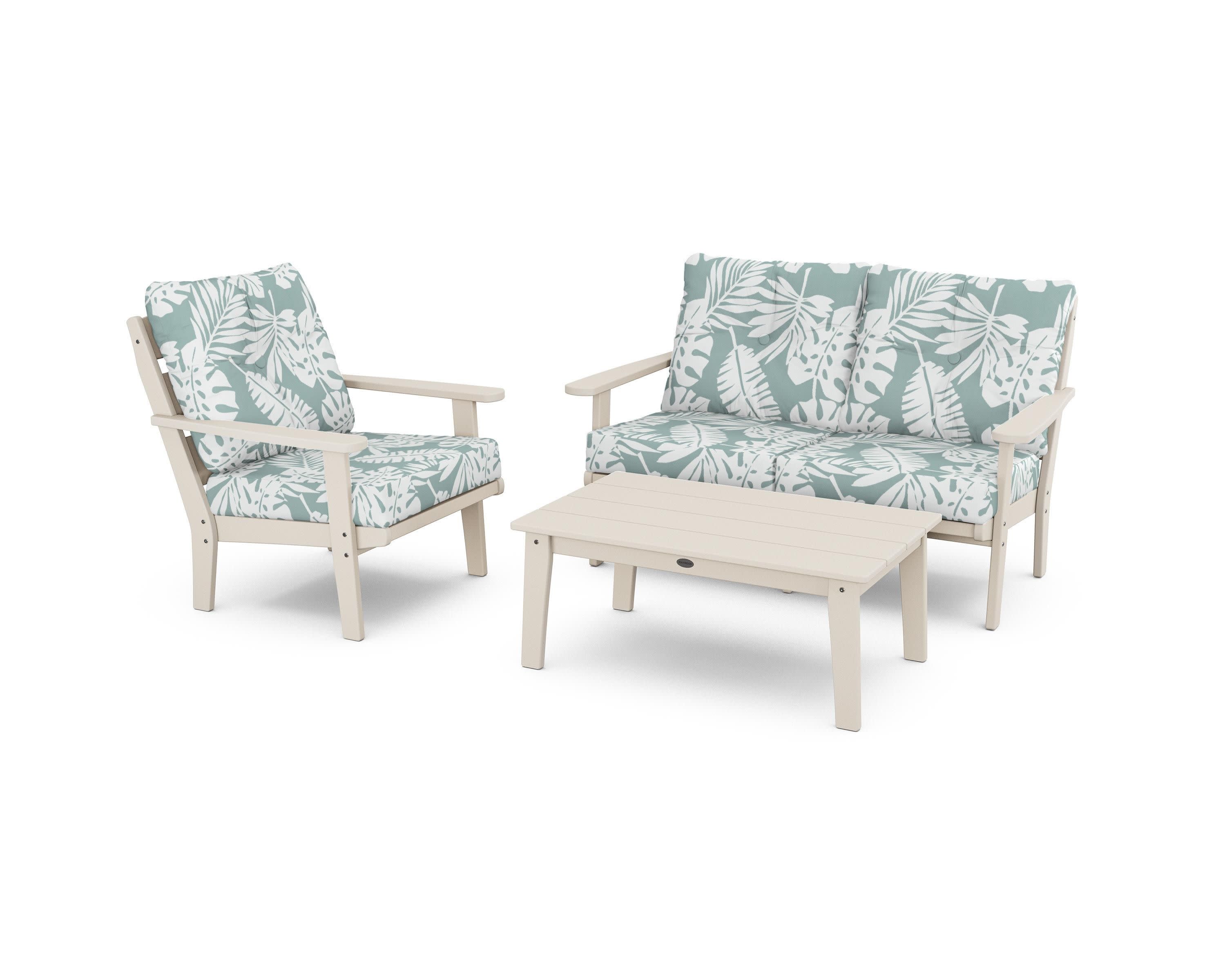 Lakeside 3-Piece Deep Seating Set in Sand / Leaf Glacier Spa