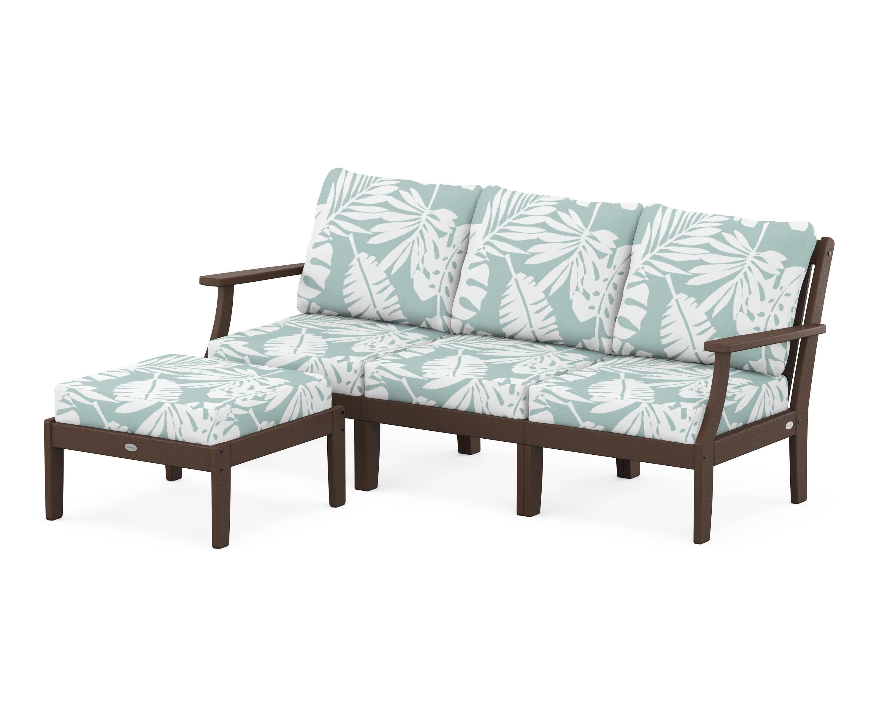 Braxton Modular 4-Piece Deep Seating Set with Ottoman in Mahogany / Leaf Glacier Spa