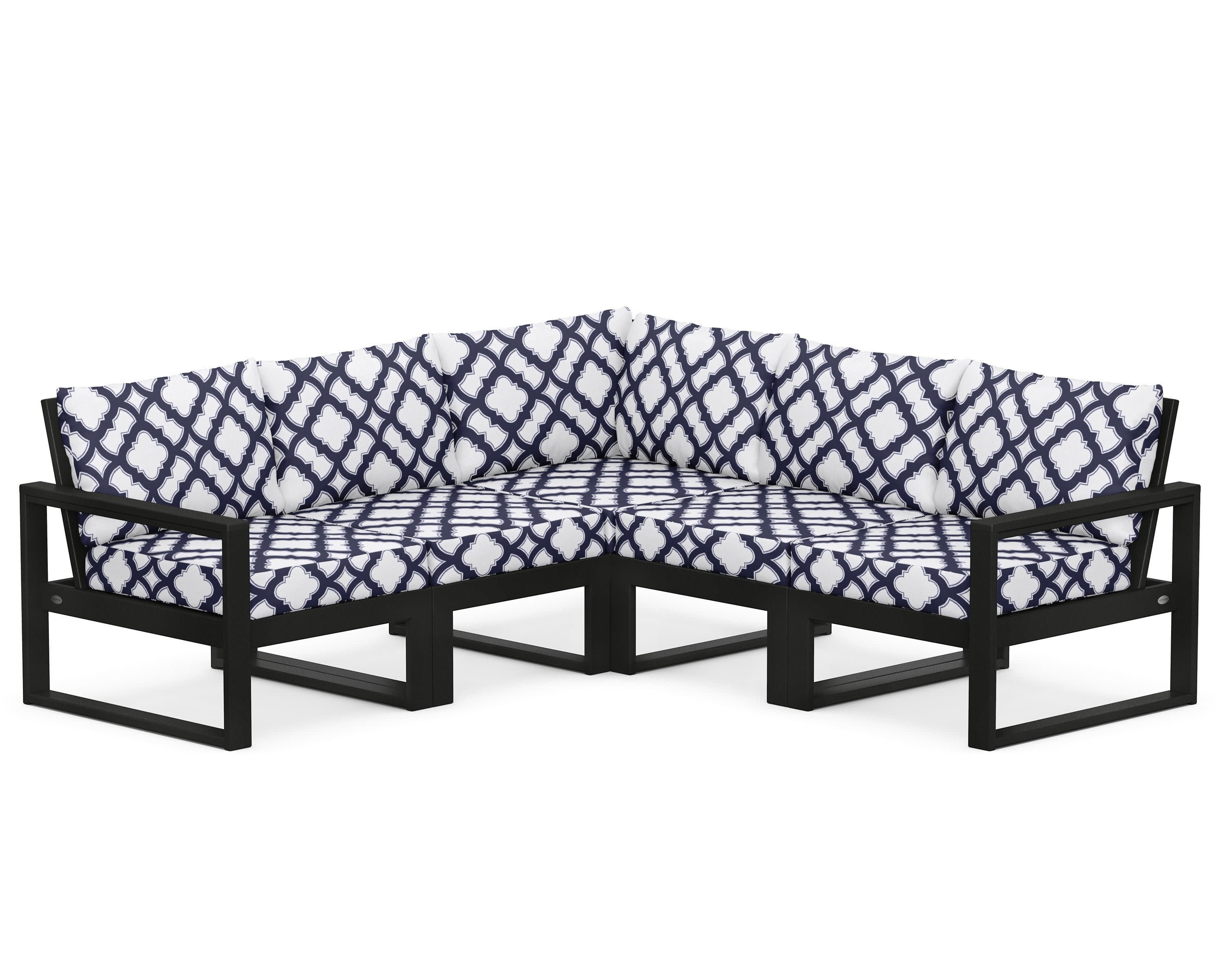 EDGE 5-Piece Modular Deep Seating Set in Black / Trellis Navy