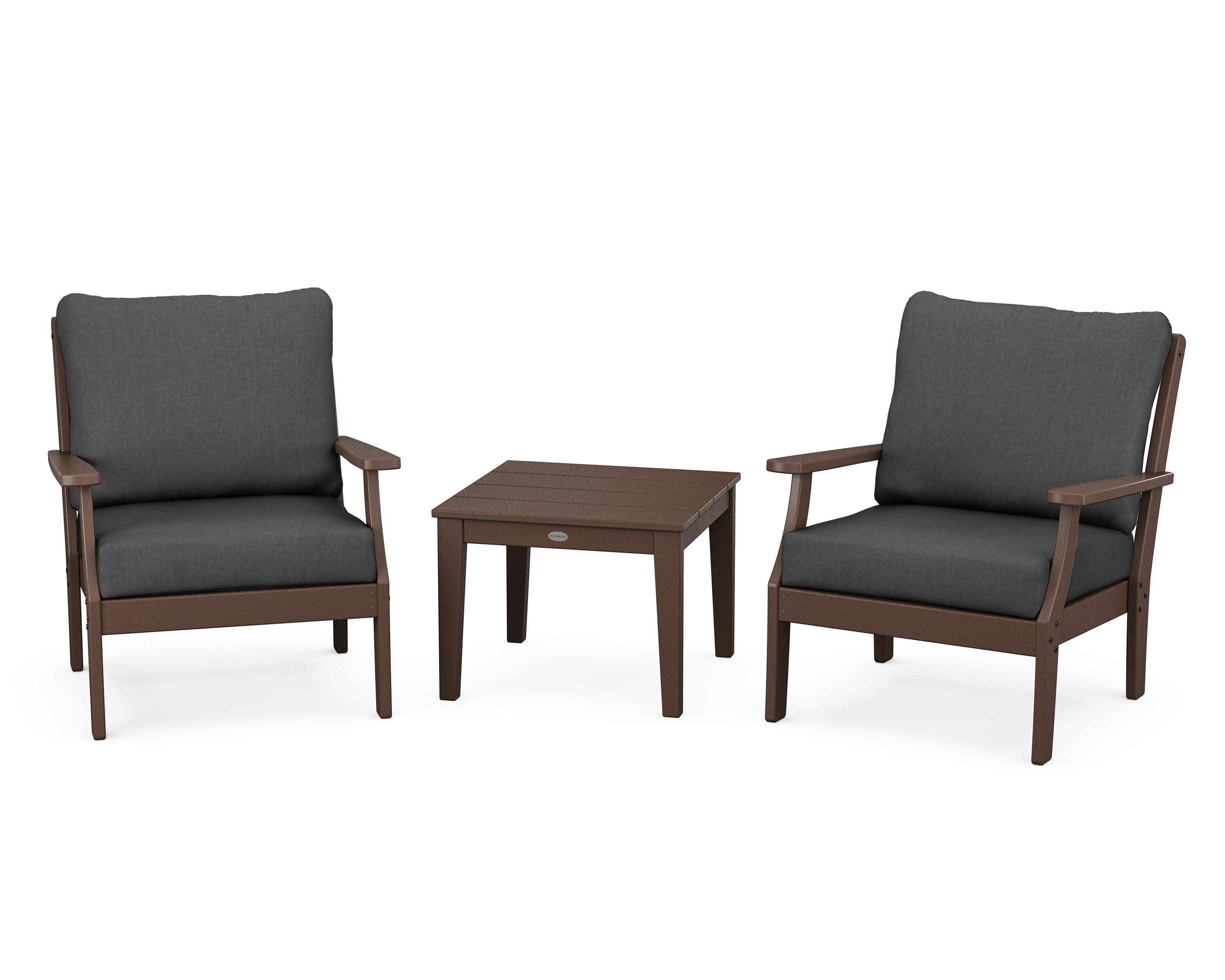 Braxton 3-Piece Deep Seating Set in Mahogany / Spectrum Carbon