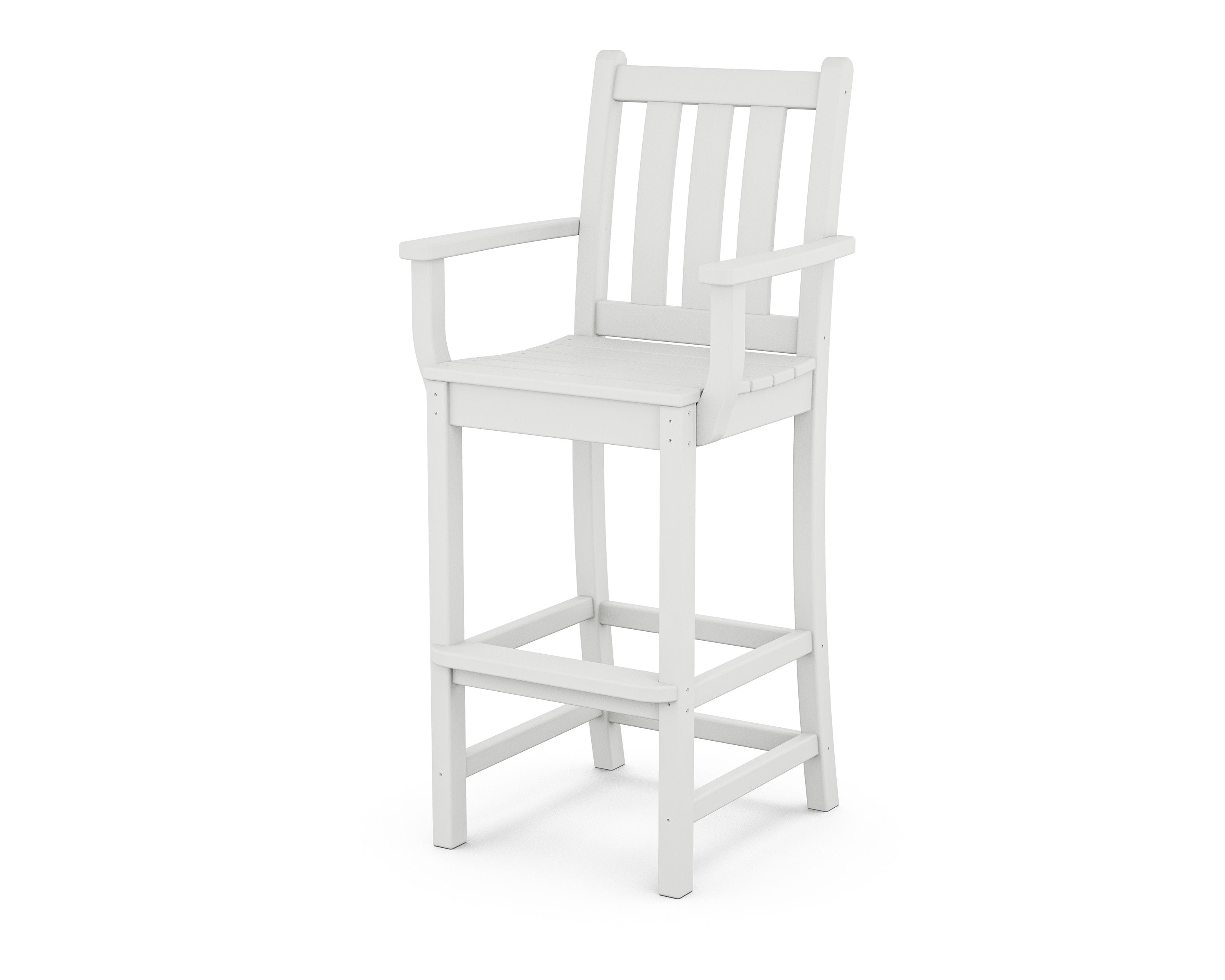 Traditional Garden Bar Arm Chair in White