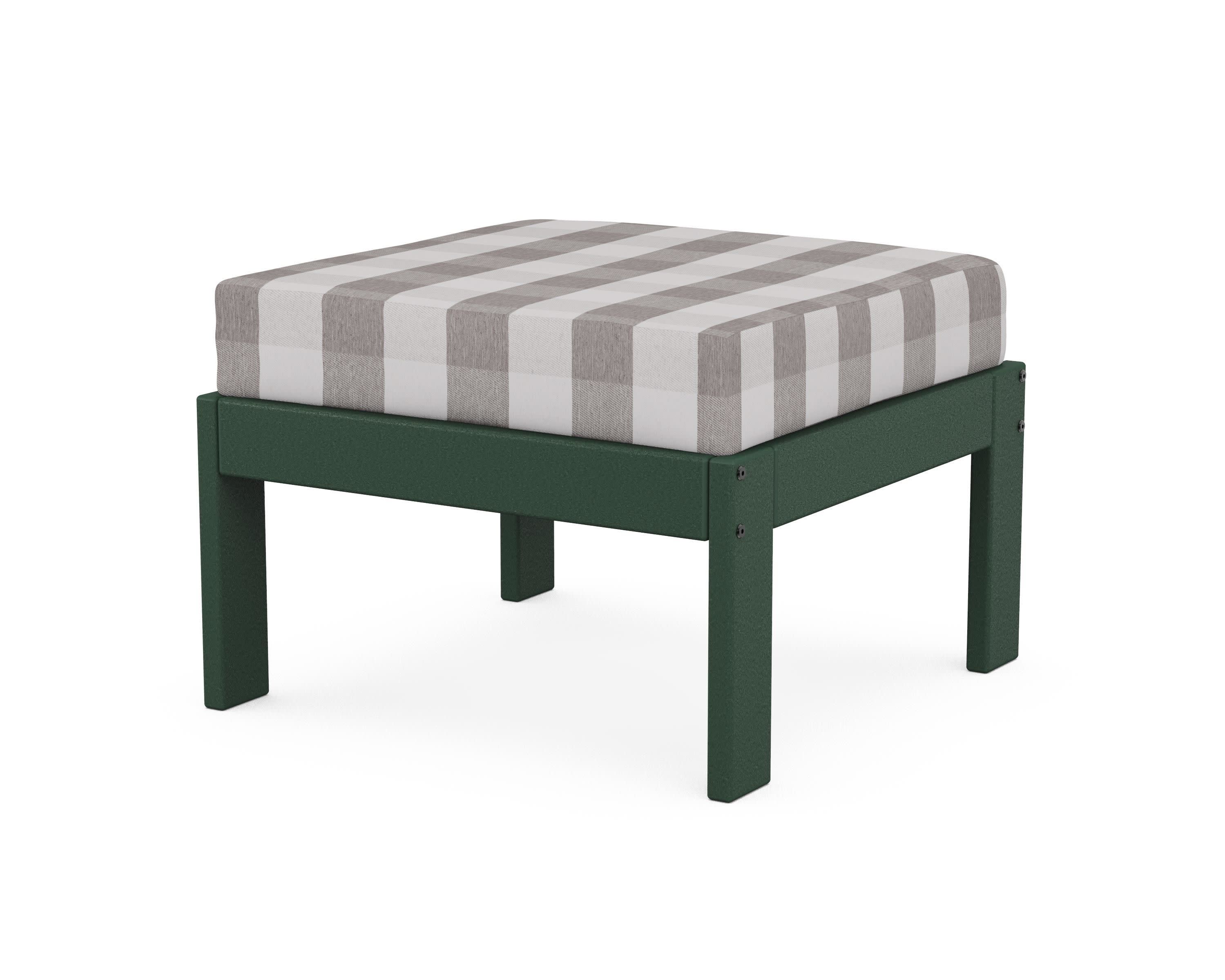 Vineyard Modular Ottoman in Green / Buffalo Plaid Grey Mist