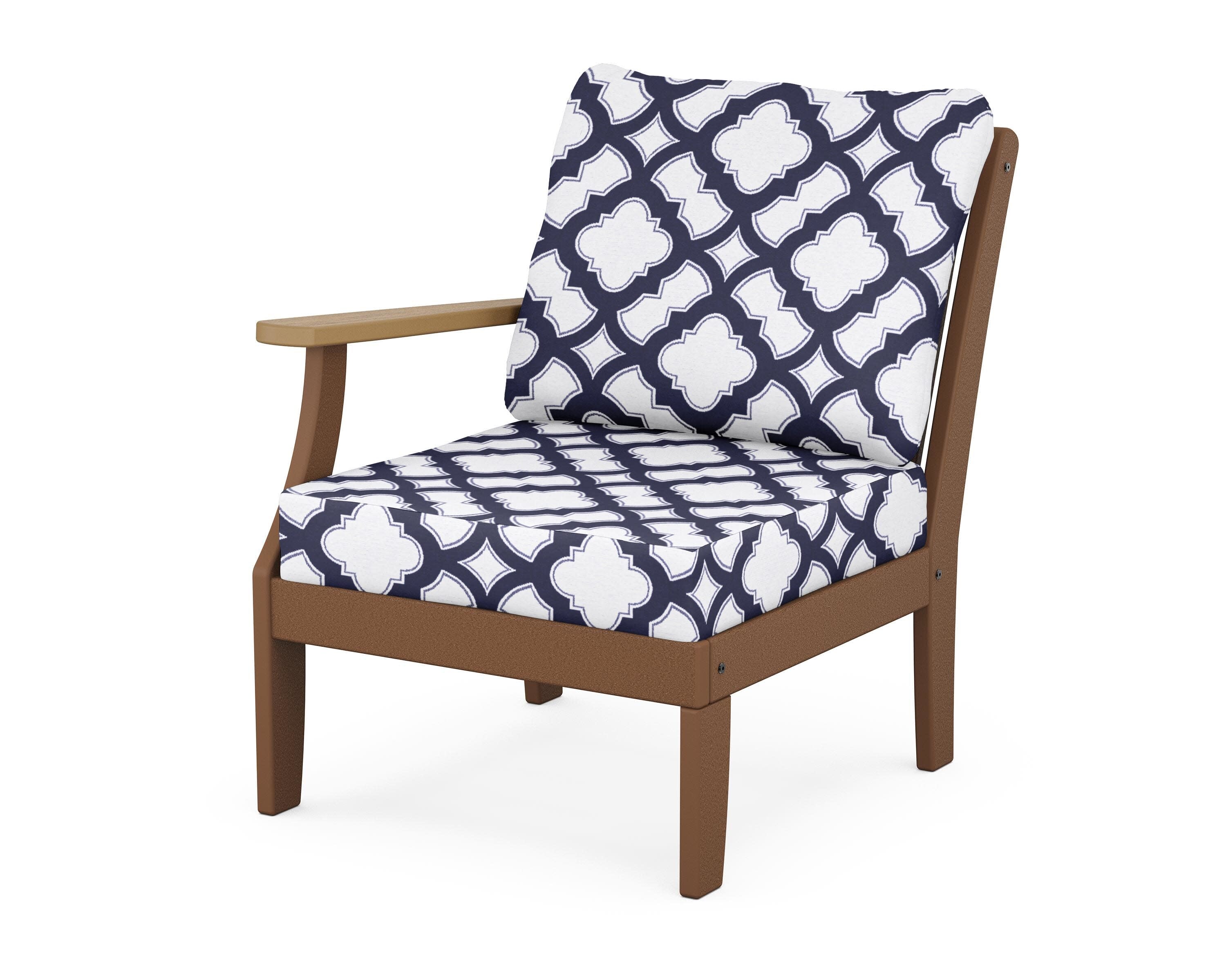 Braxton Modular Left Arm Chair in Teak / Natural / Trellis Navy