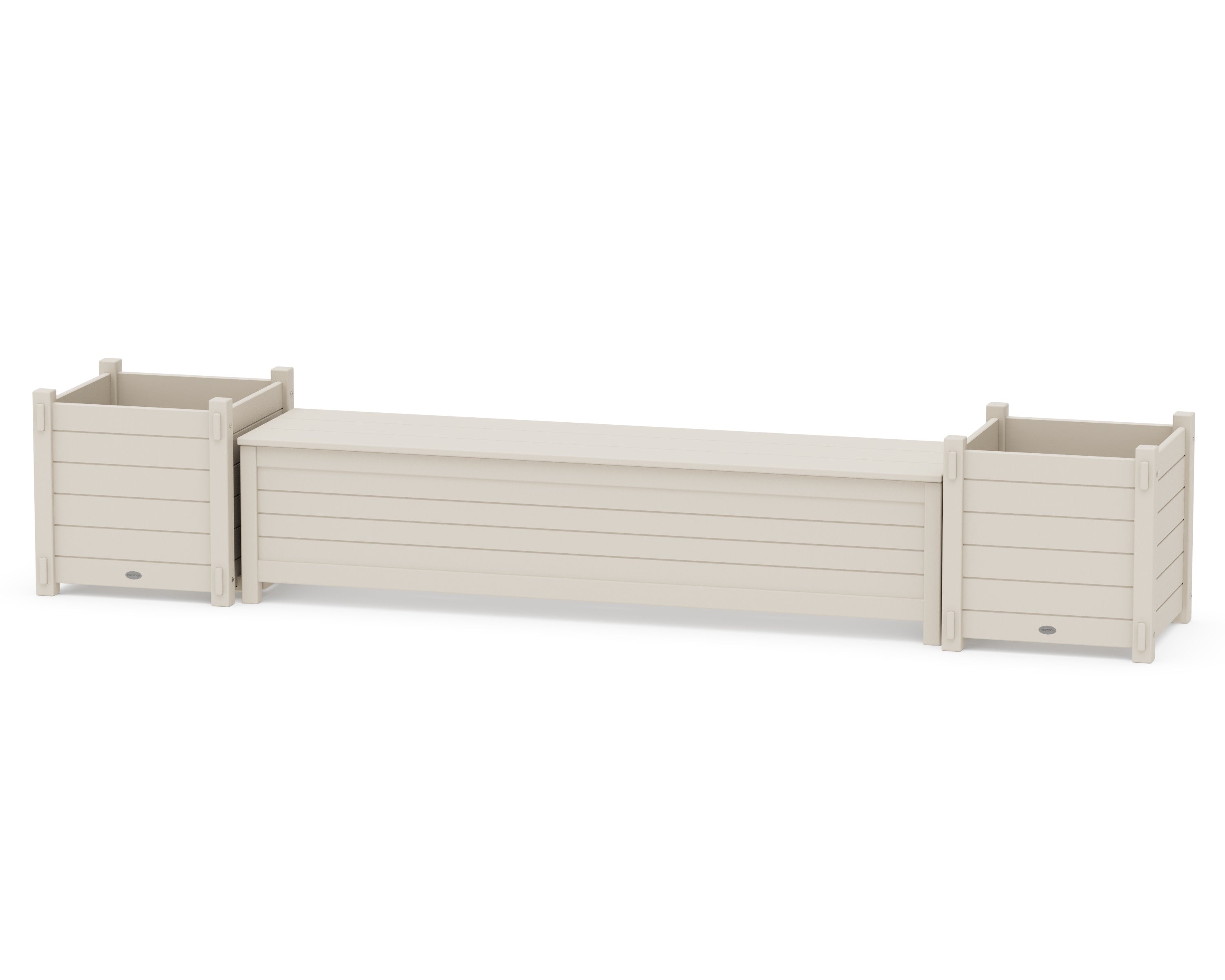 72" Nautical Straight Planter Storage Bench Set- Large in Sand