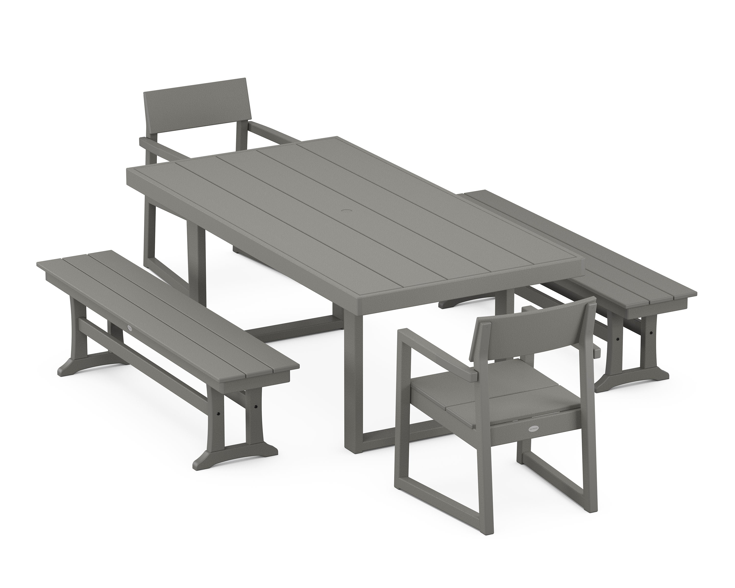 EDGE 5-Piece Dining Set with Benches in Slate Grey