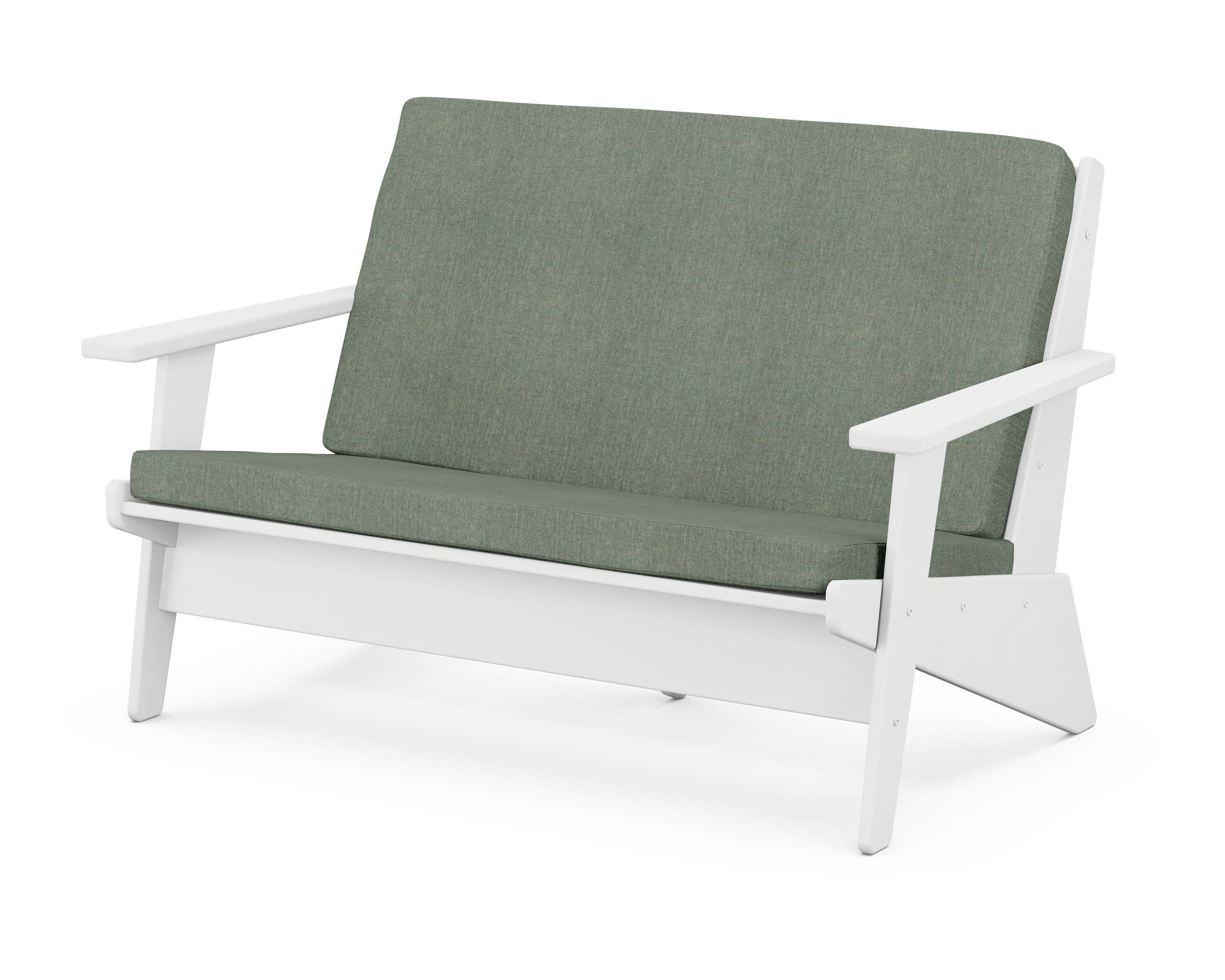 Riviera Modern Lounge Loveseat in White / Cast Sage