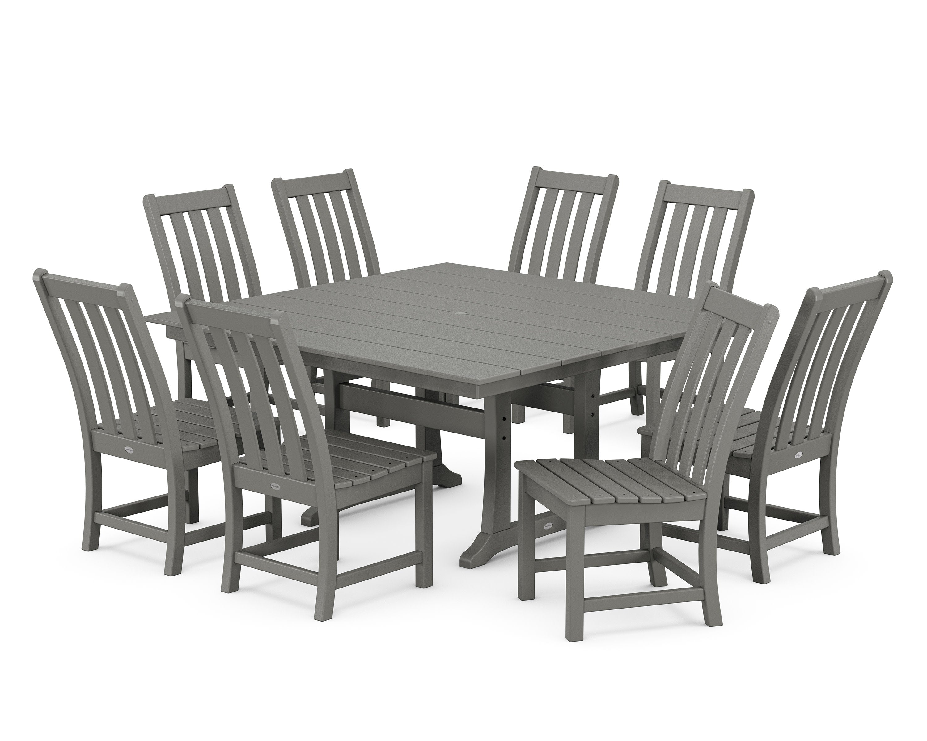 Vineyard 9-Piece Farmhouse Trestle Dining Set in Slate Grey