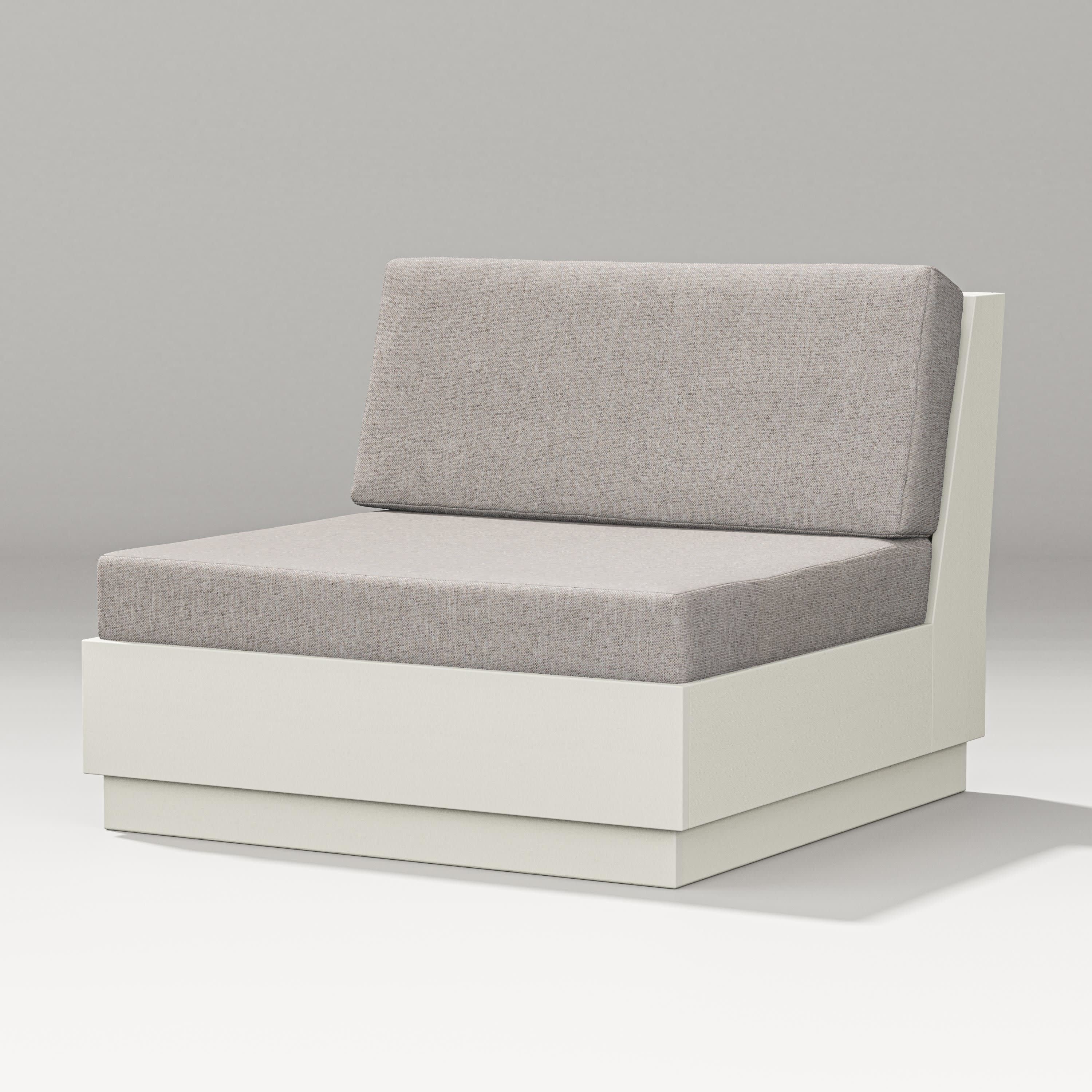 Elevate Modular Armless Chair in Vintage White / Weathered Tweed