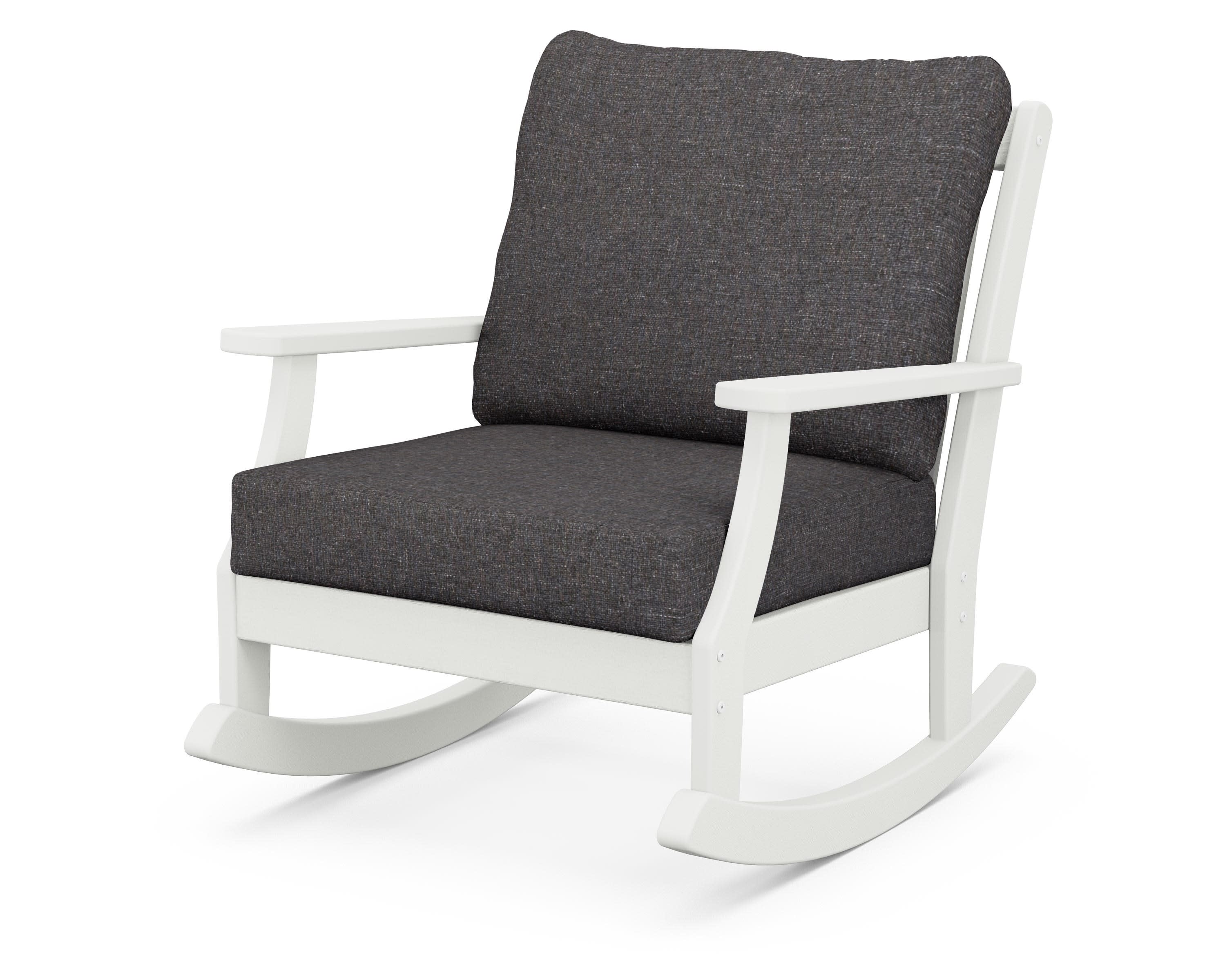 Braxton Deep Seating Rocking Chair in Vintage White / Ash Charcoal