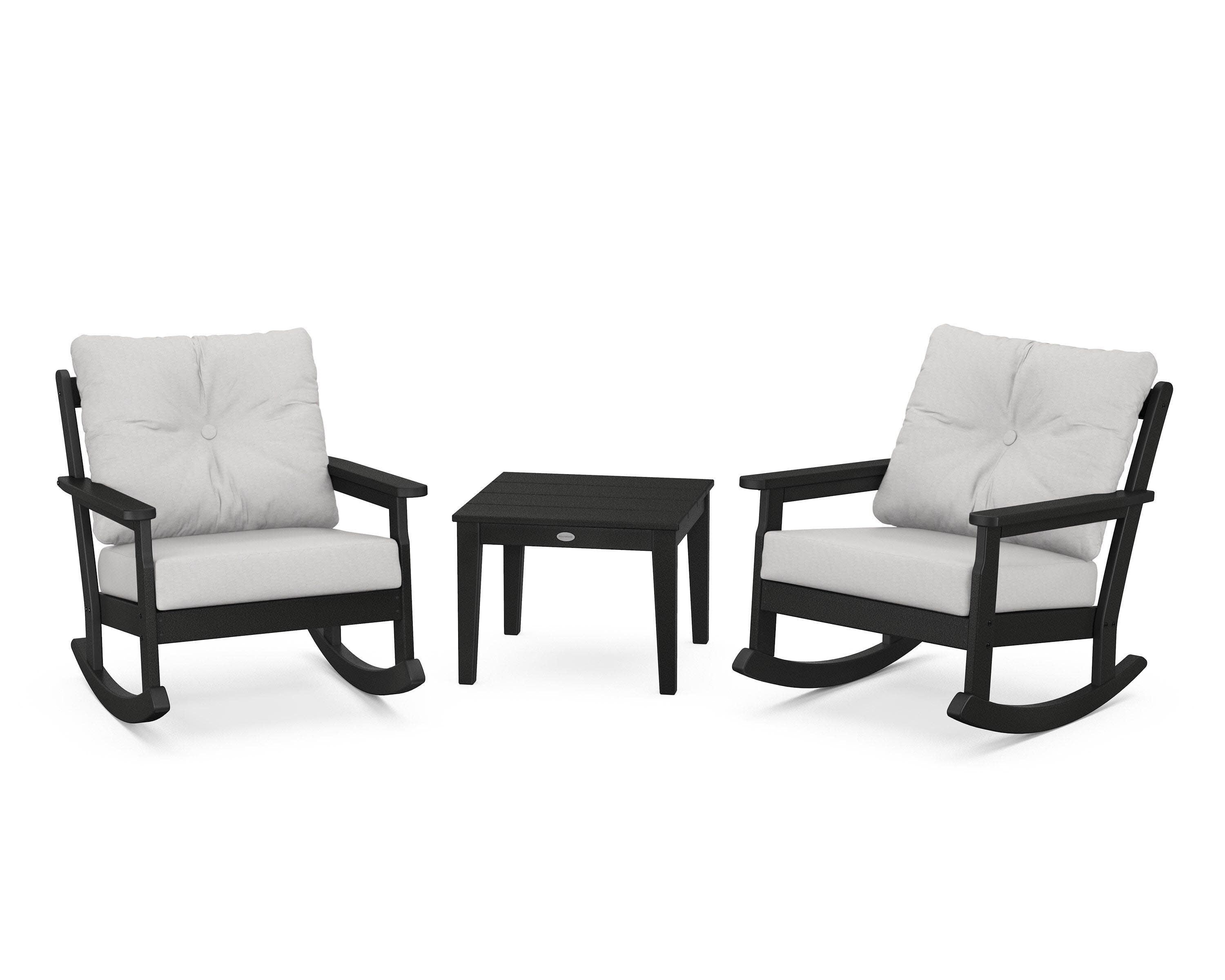 Vineyard 3-Piece Deep Seating Rocker Set in Black / Diamond in the Rough