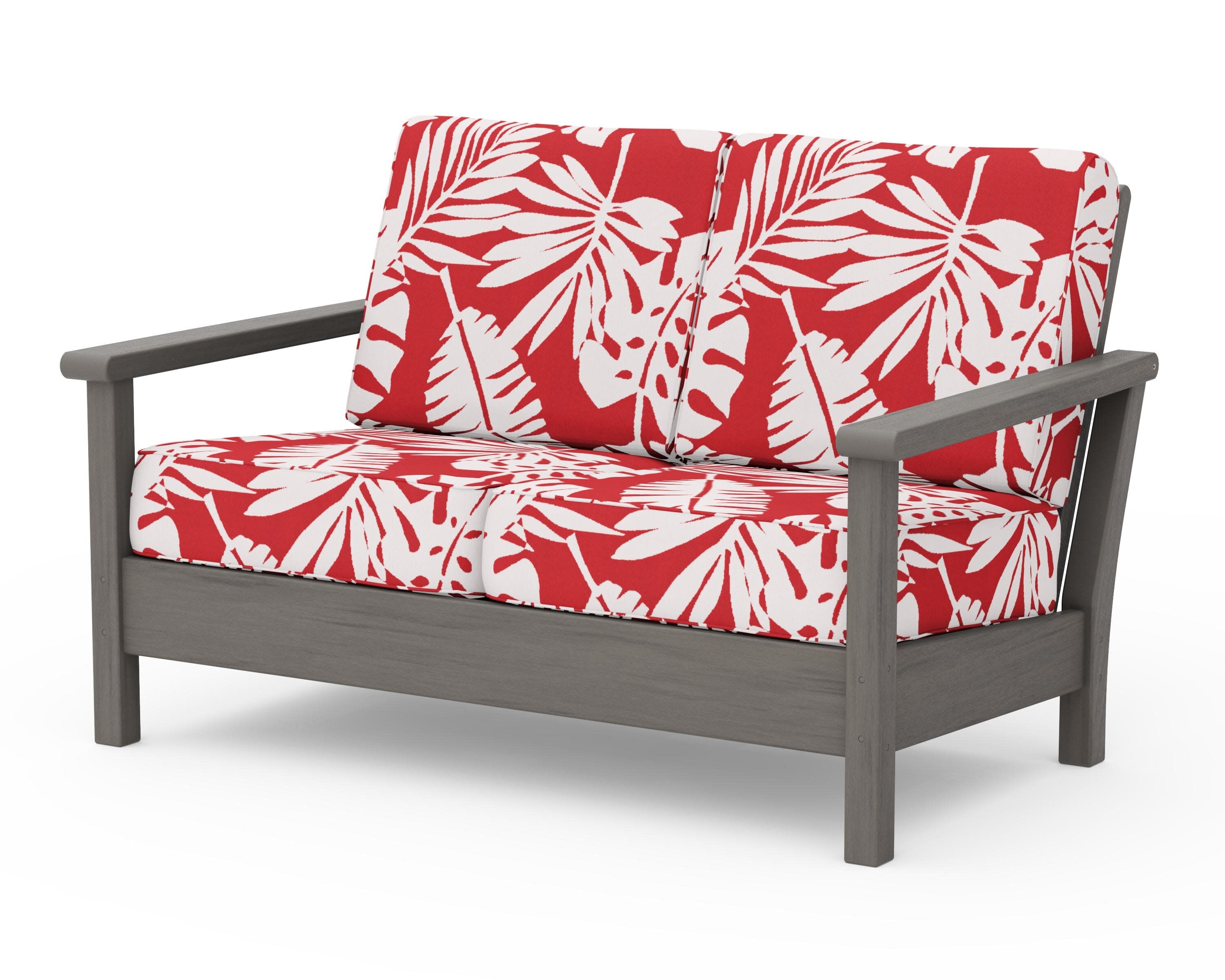 Harbour Deep Seating Loveseat in Driftwood / Leaf Crimson