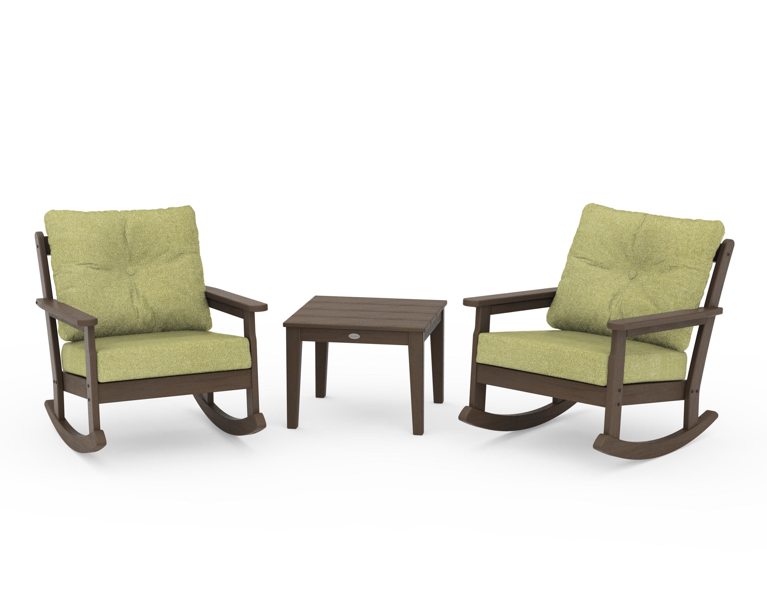 Vineyard 3-Piece Deep Seating Rocker Set in Kona / Chartreuse Boucle