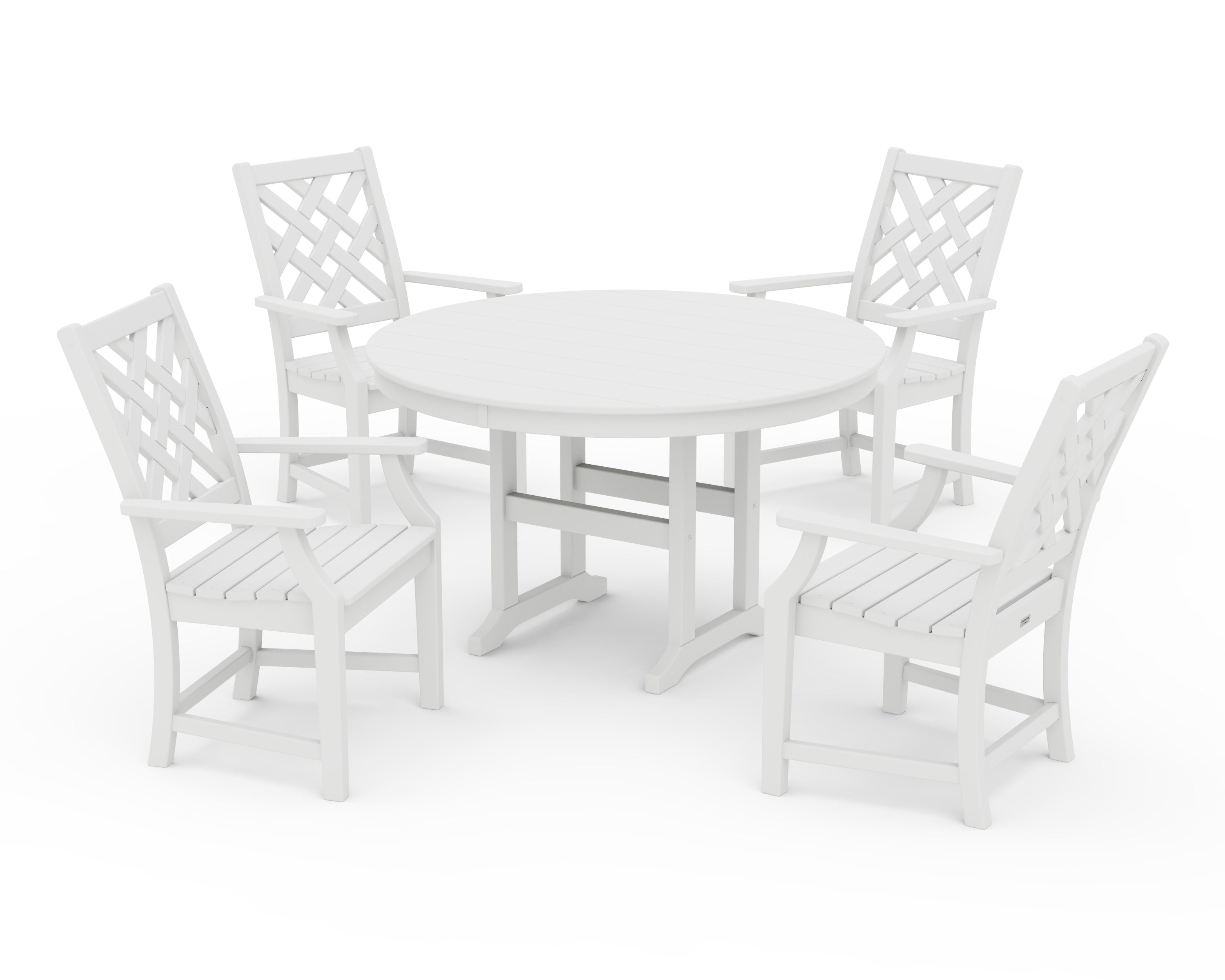 Wovendale 5-Piece Round Farmhouse Dining Set in White