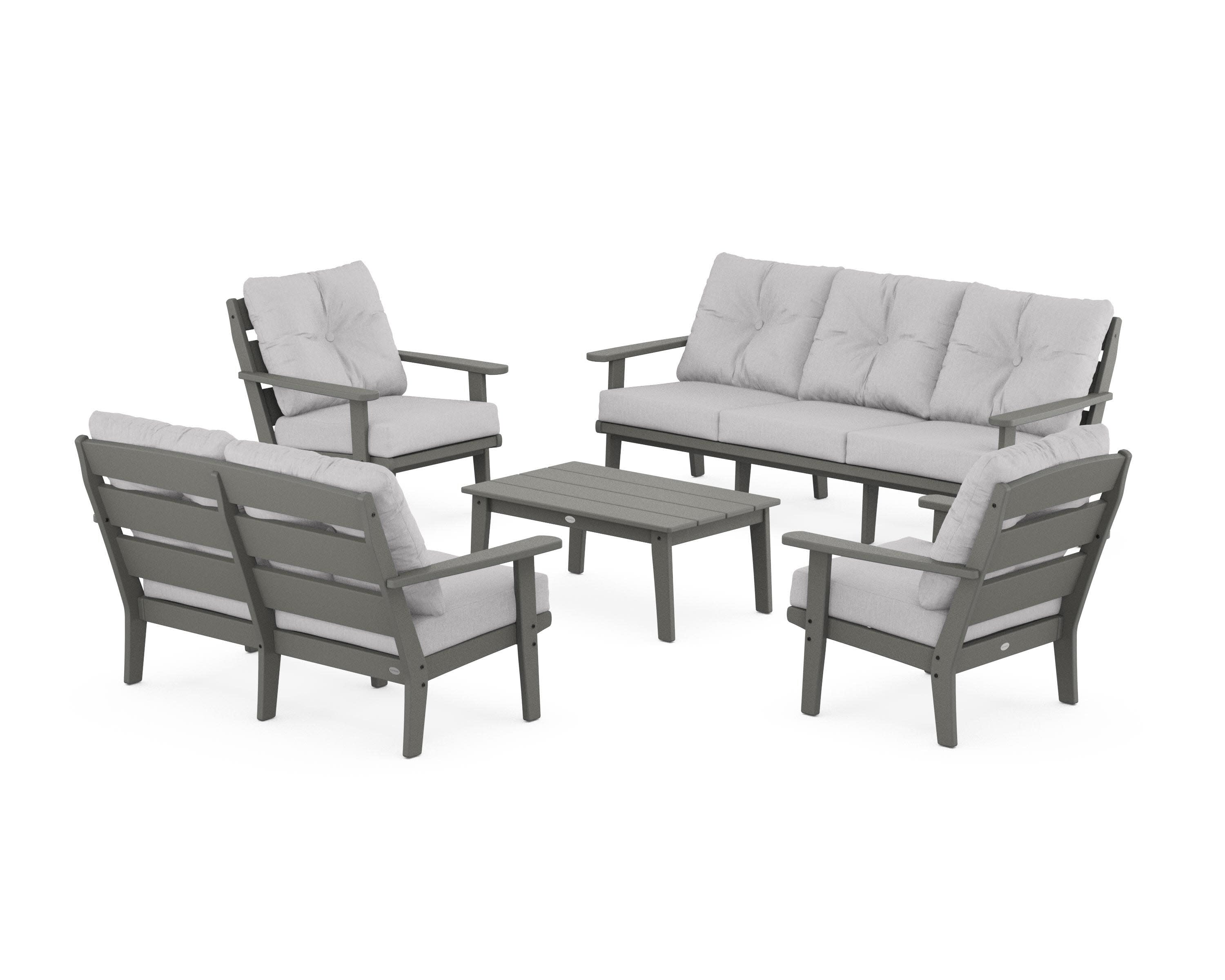 Lakeside 5-Piece Lounge Sofa Set in Slate Grey / Granite