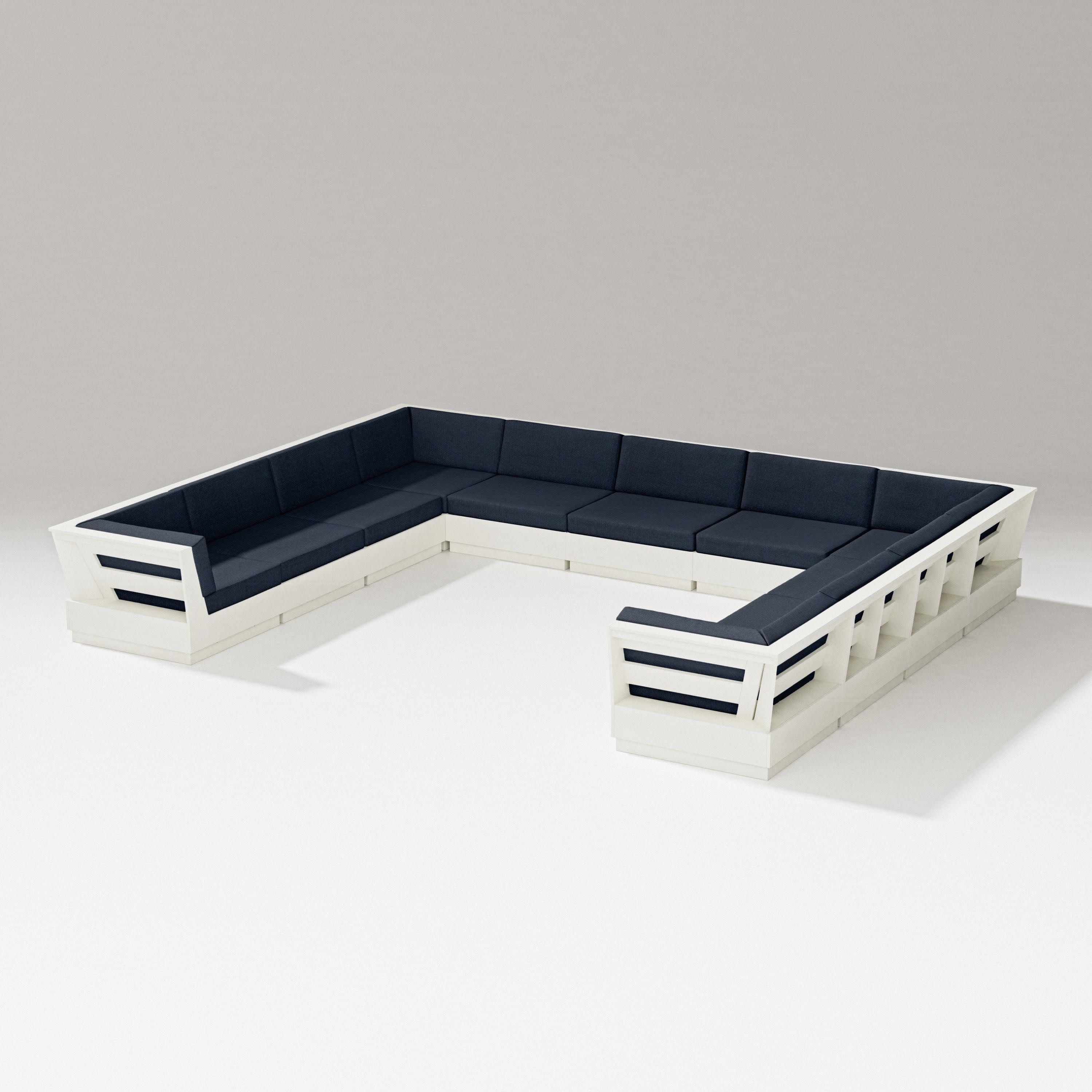 Elevate Large U-Shaped Sectional in Vintage White / Marine Indigo