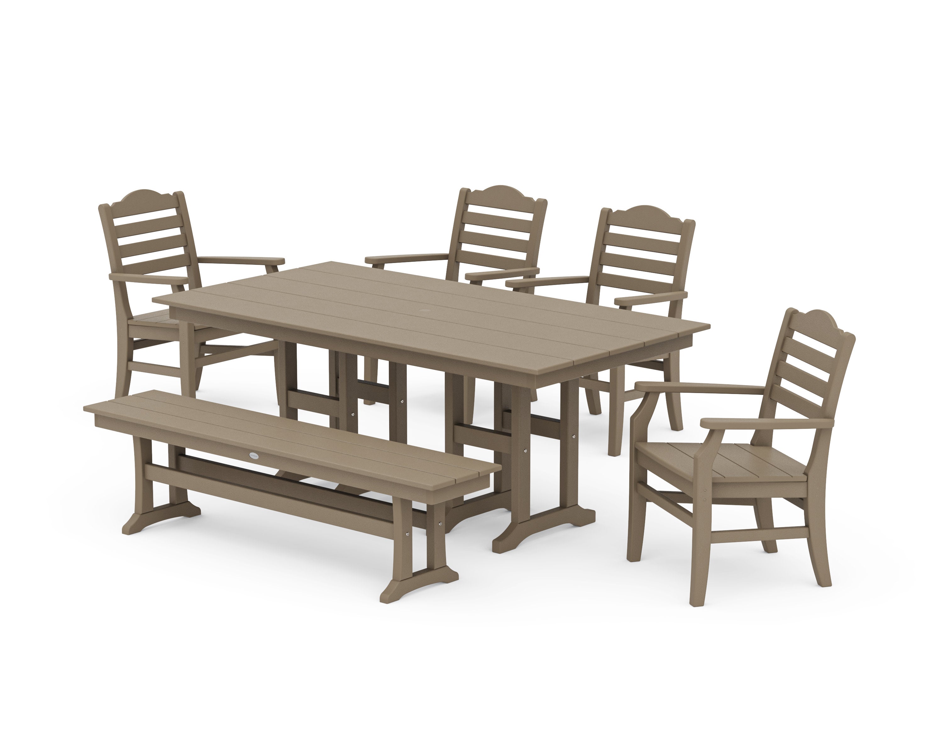 Savannah 6-Piece Farmhouse Dining Set with Bench in Vintage Sahara