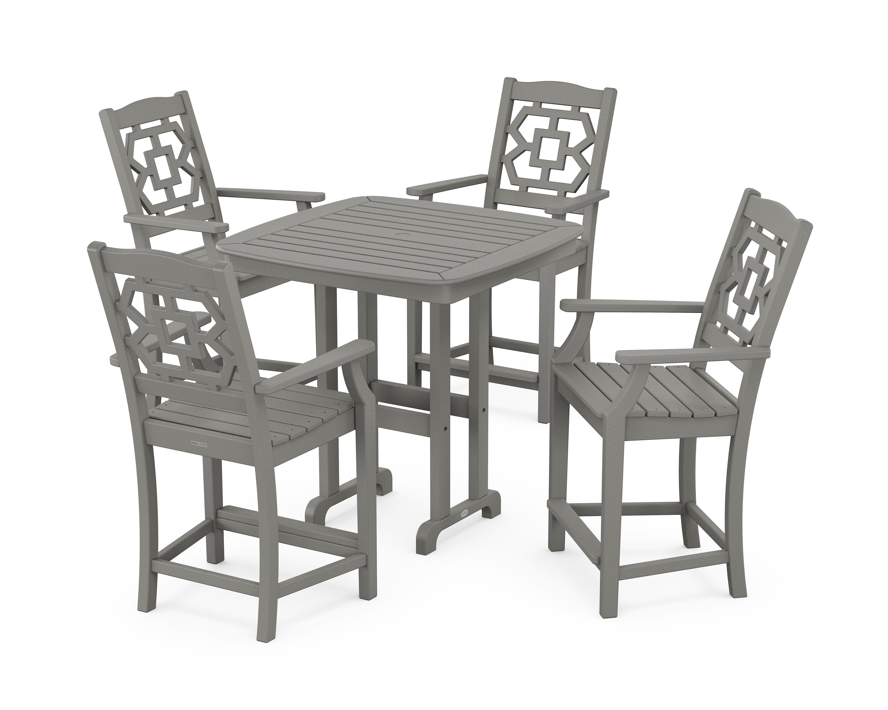Chinoiserie 5-Piece Counter Set in Slate Grey